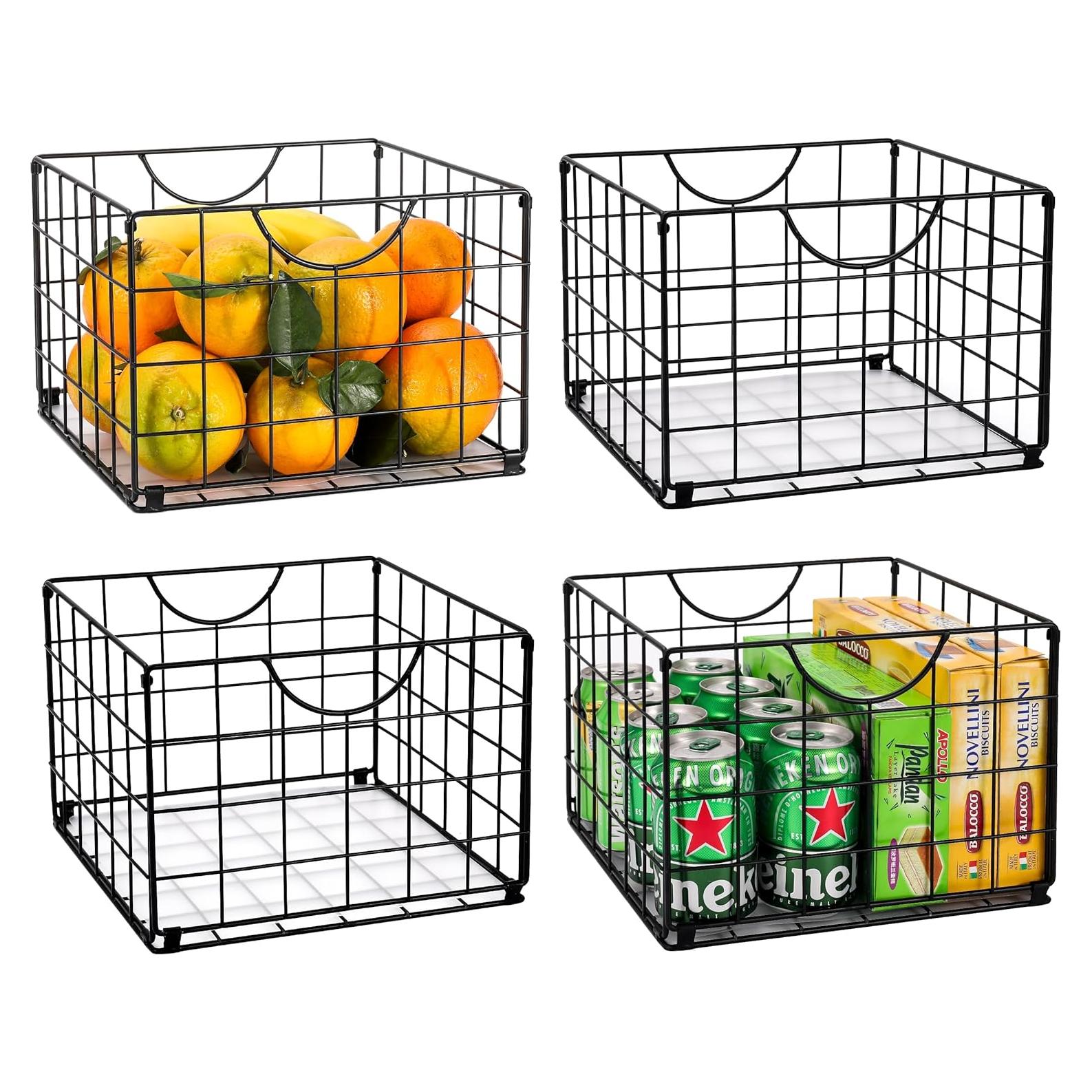 Juego de 4 cestas de alambre DINGTAI 26.67cm plegables - Negro