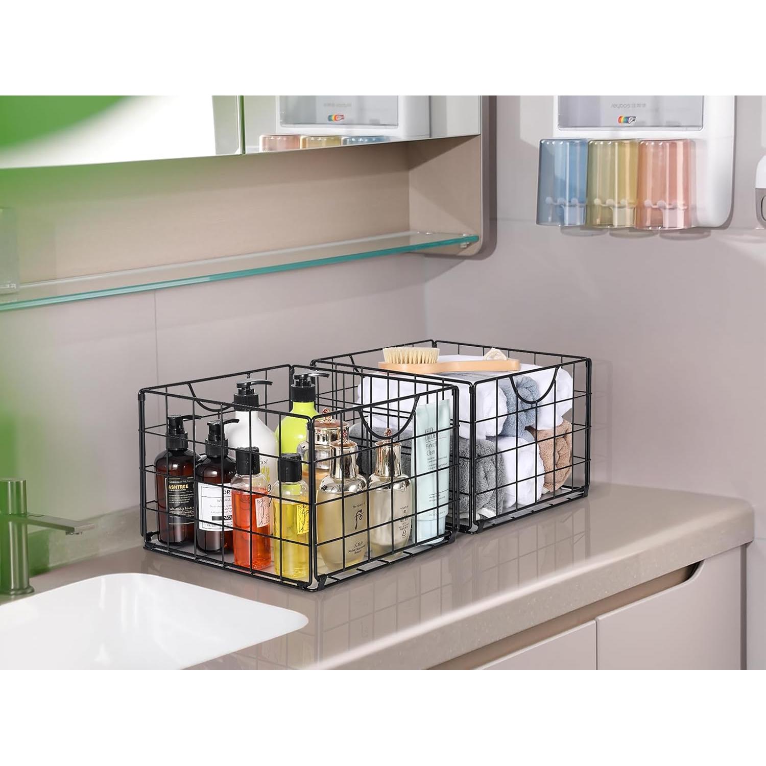 Juego de 4 cestas de alambre DINGTAI 26.67cm plegables - Negro