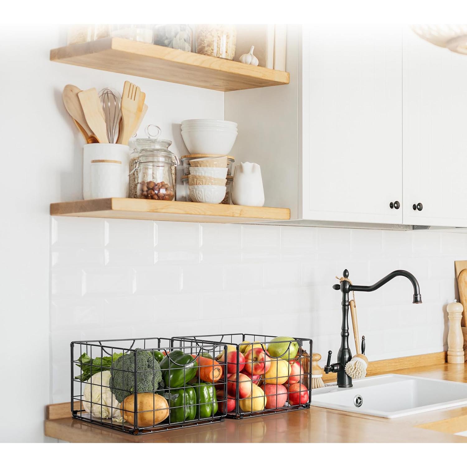 Juego de 4 cestas de alambre DINGTAI 26.67cm plegables - Negro