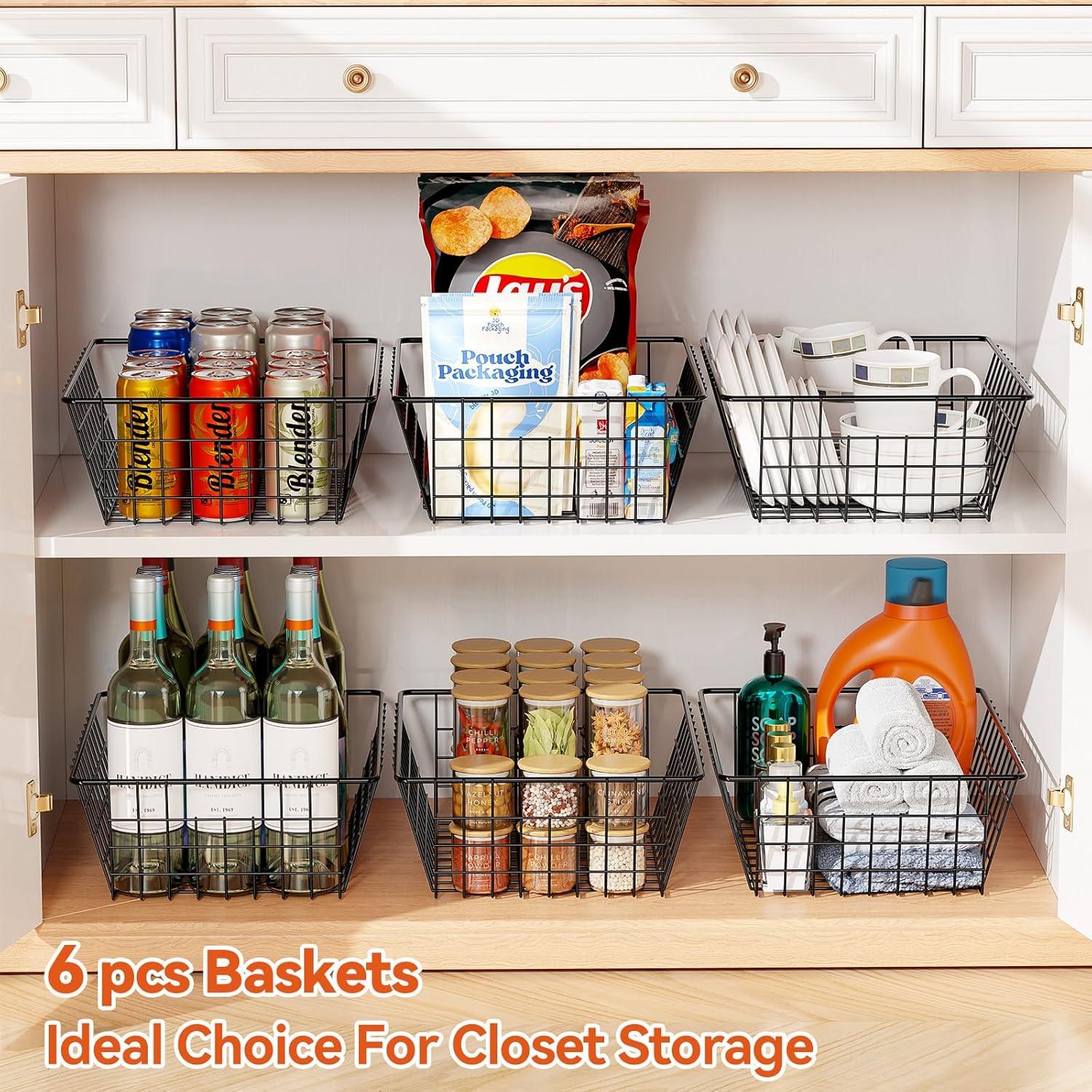 Cesta de Alambre Utilitaria SUFAUY - 6 Paquete Negro 30x39x13cm