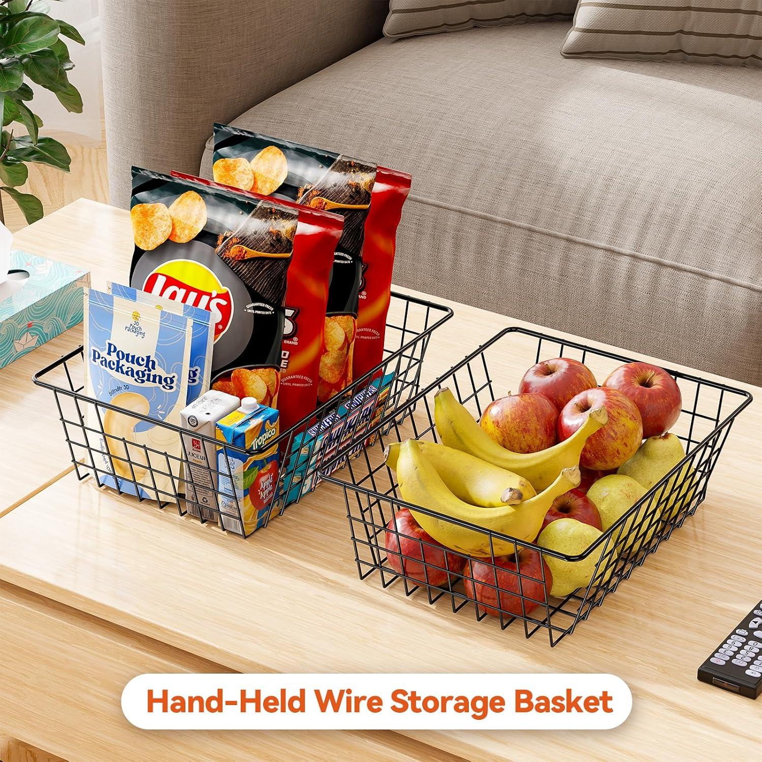 Cesta de Alambre Utilitaria SUFAUY - 6 Paquete Negro 30x39x13cm