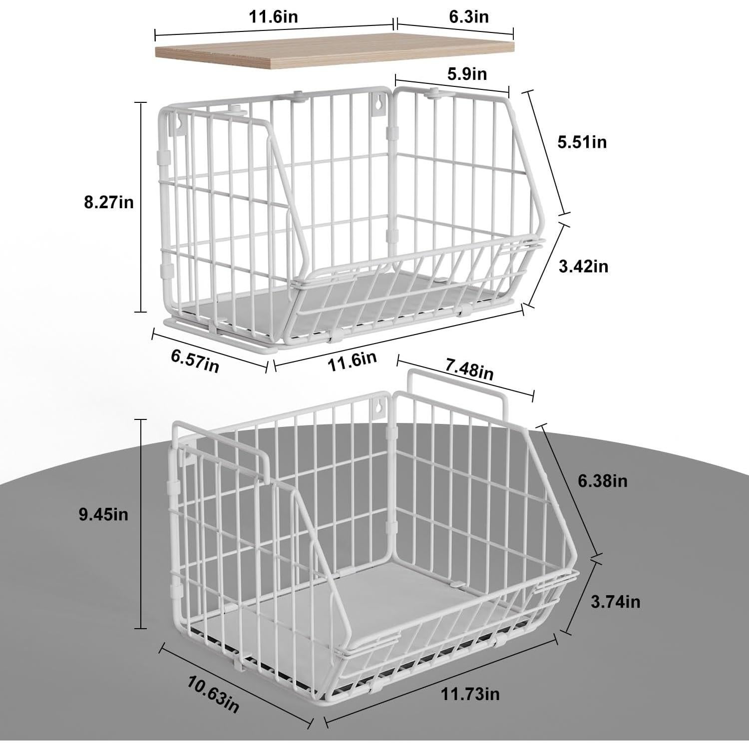 Cesta de Almacenamiento Apilable Wetheny con Tapa de Madera - 2 Niveles