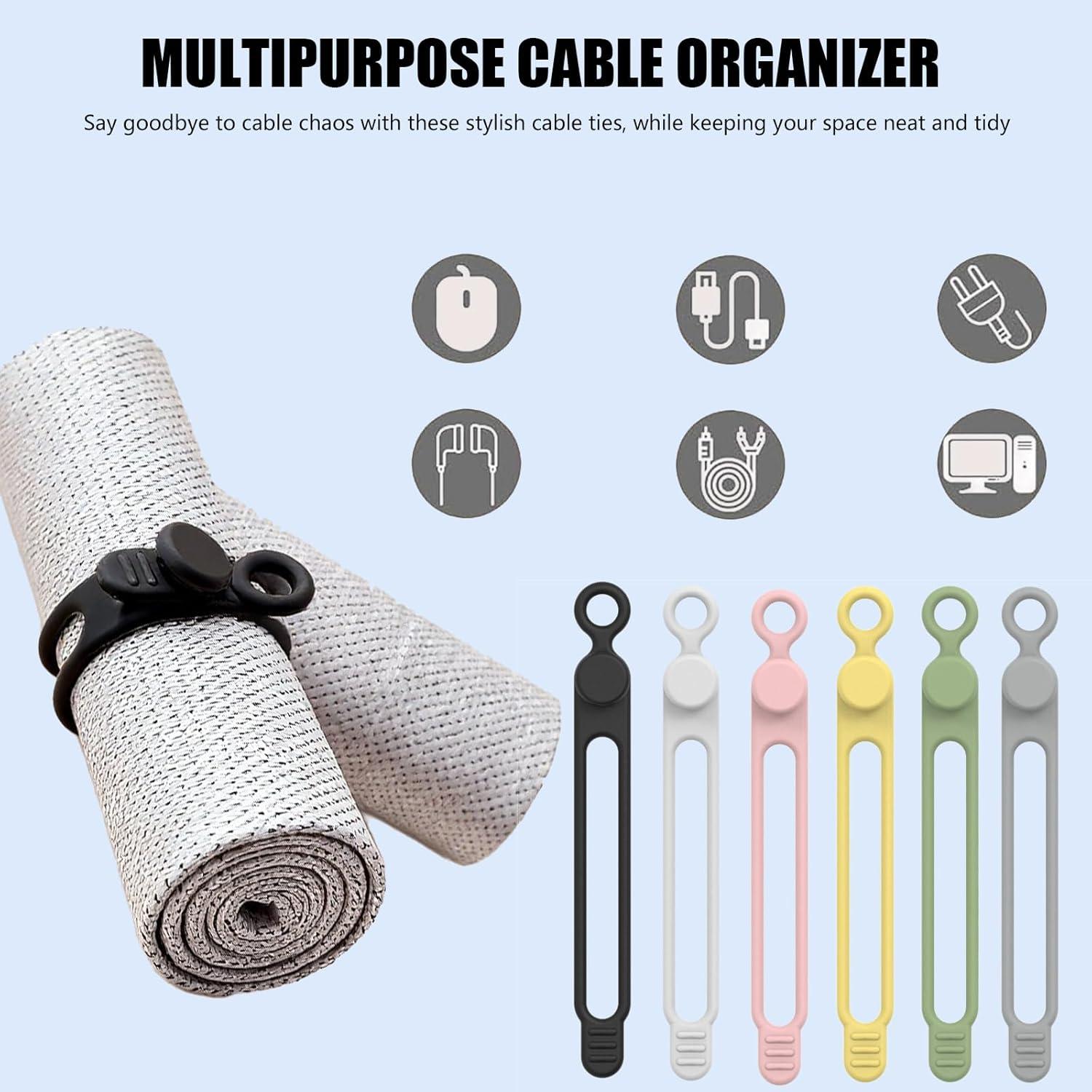 Organizador de Cables de Silicona Oputemon 12 Pcs Multiusos