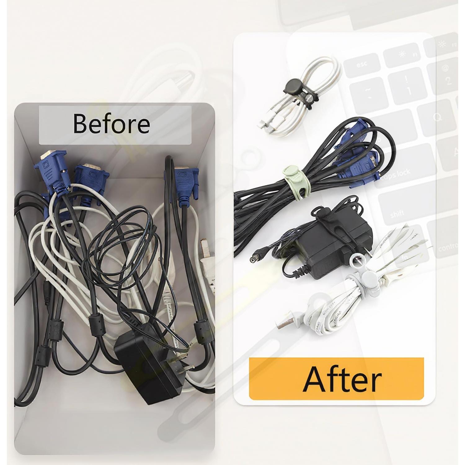 Organizador de Cables de Silicona Oputemon 12 Pcs Multiusos