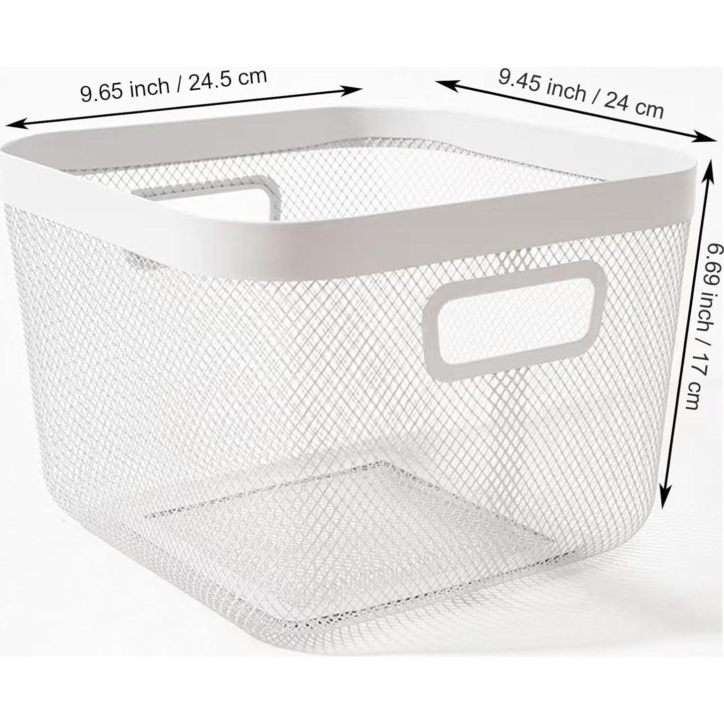 Cesta de Almacenamiento de Malla de Alambre AJIODA Blanca 24.5x24x17 cm