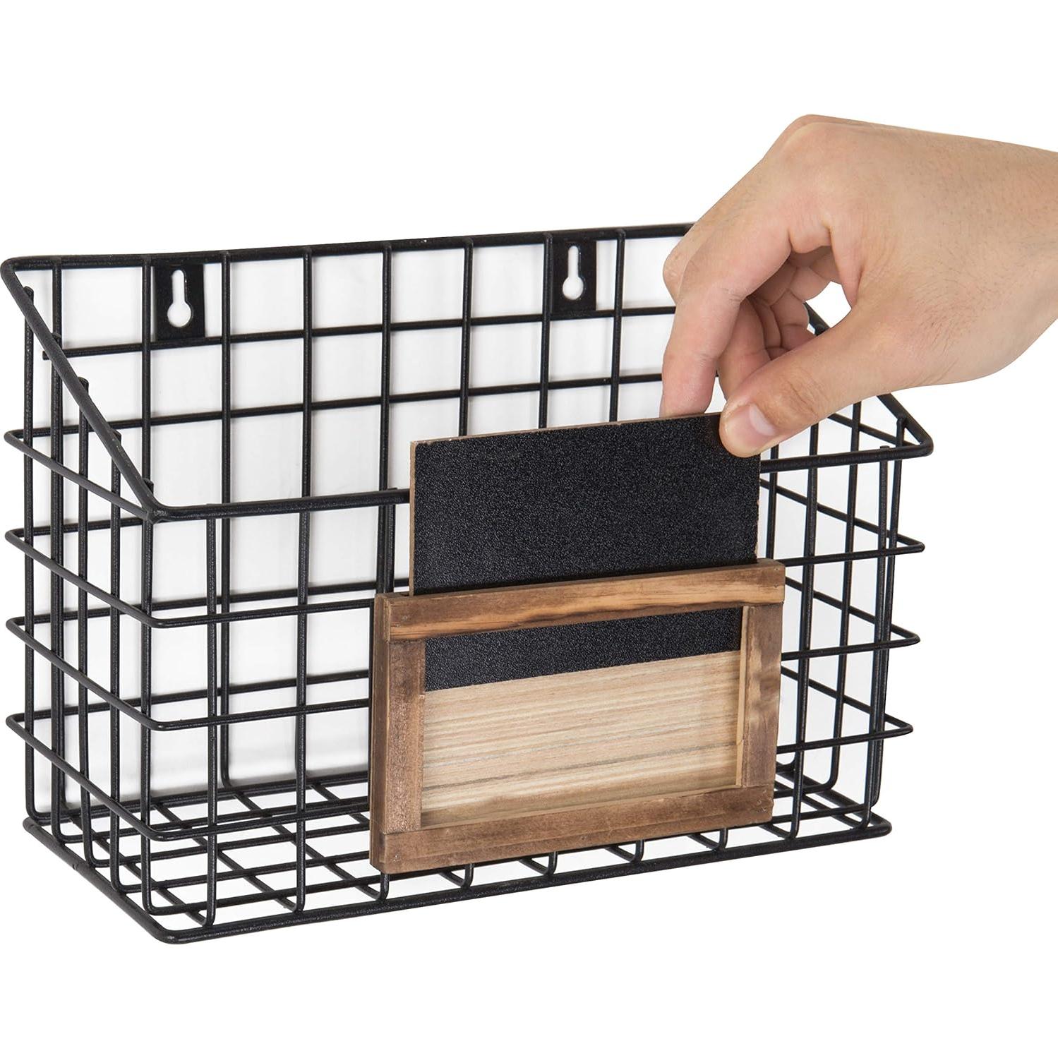 Cesta de Almacenamiento de Alambre Metálico MyGift - Juego de 3, Negro