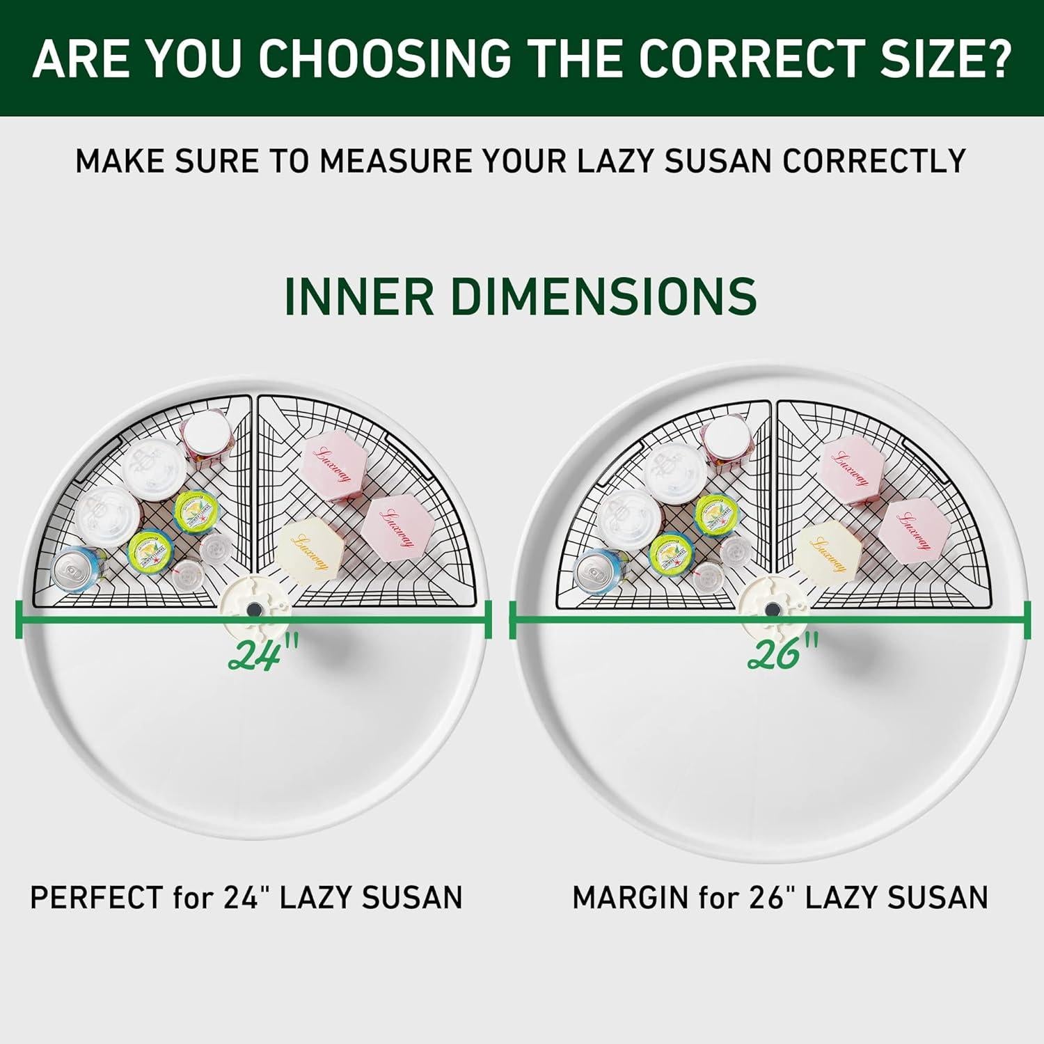 Organizador de Almacenamiento Leeden Lazy Susan 4 Piezas 61 cm Negro