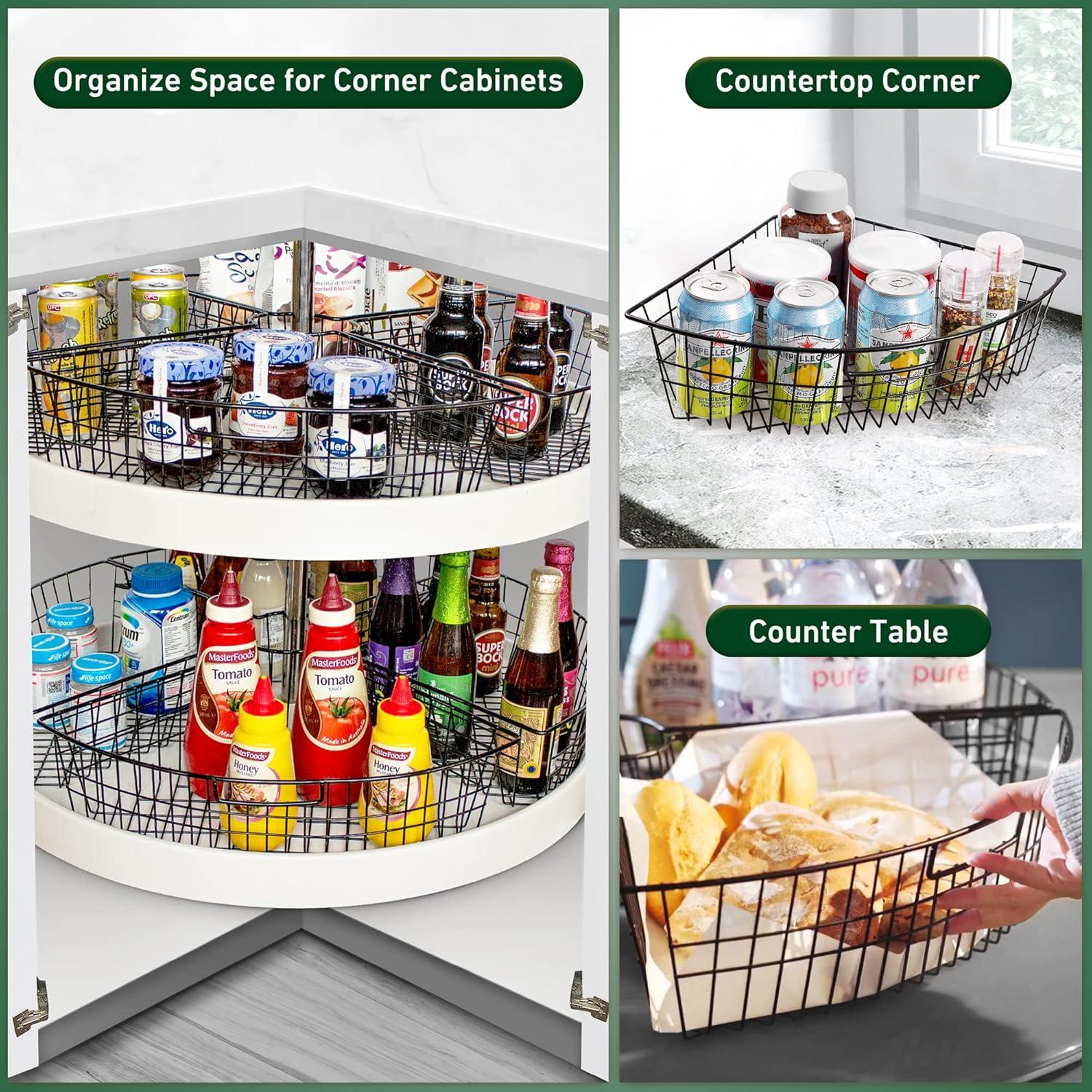 Organizador de Almacenamiento Leeden Lazy Susan 4 Piezas 61 cm Negro