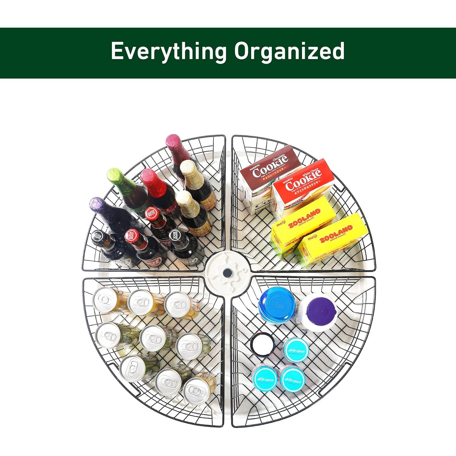 Organizador de Almacenamiento Leeden Lazy Susan 4 Piezas 61 cm Negro