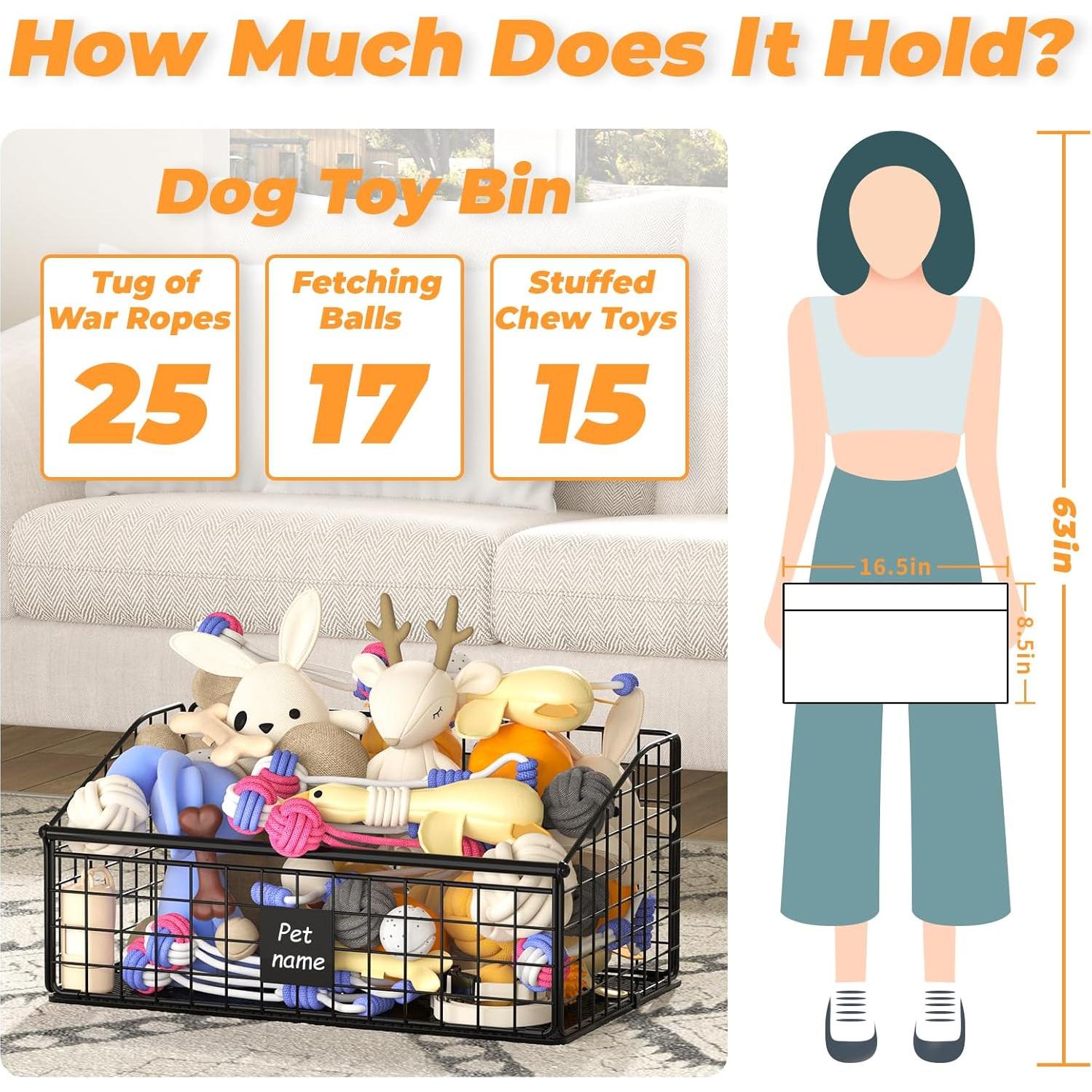 Caja de Almacenamiento de Juguetes para Perros Foellstoe 41.91x27.43x21.59cm