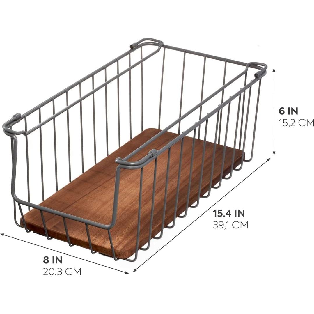 Cesta de Alambre Abierta InterDesign Ría Safford 40.6x20.3x15.2 cm Carbón