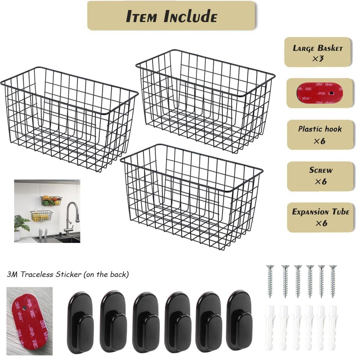 Cesta Colgante Extra Grande JUNCHU CHERRY 3 Piezas Almacenamiento