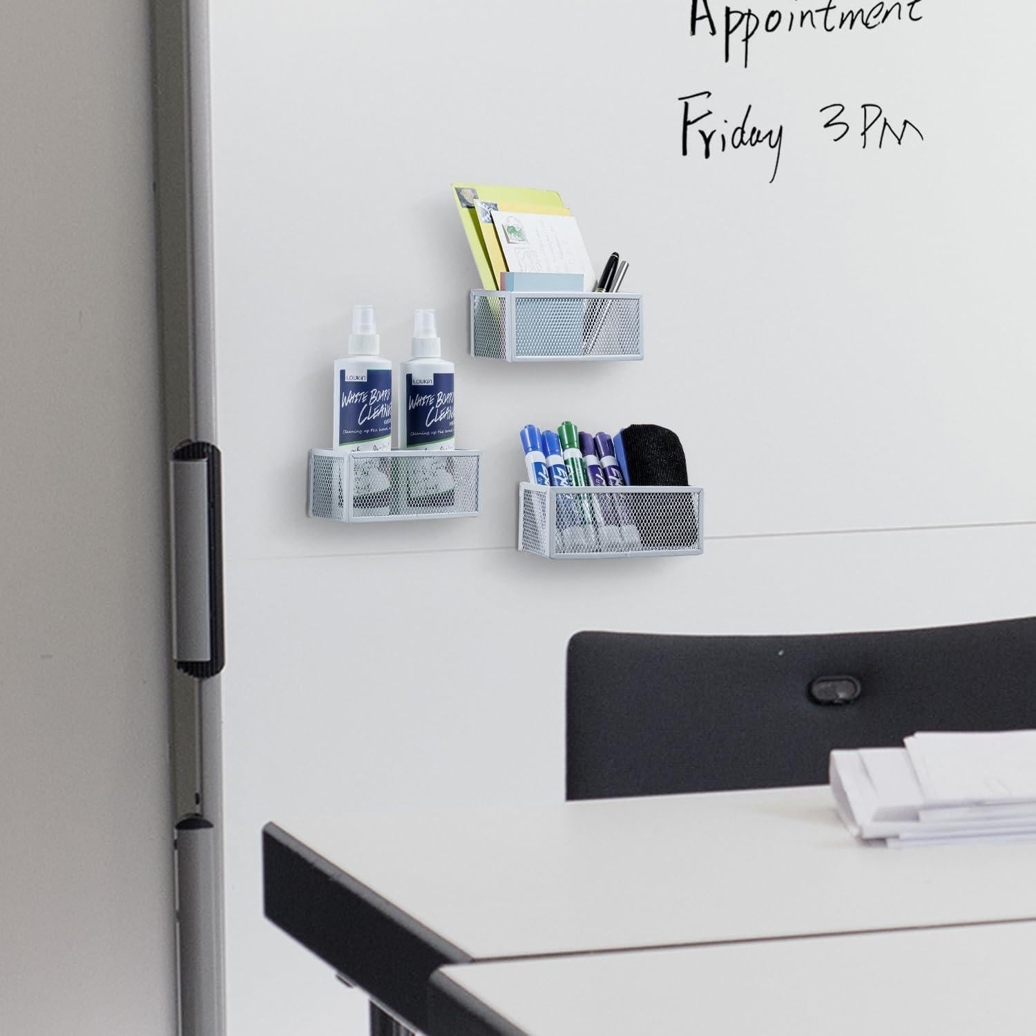 Cestas de Almacenamiento Magnéticas MyGift - Juego de 3 - Malla Blanca