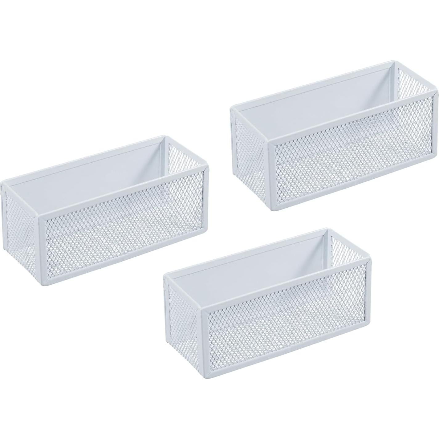 Cestas de Almacenamiento Magnéticas MyGift - Juego de 3 - Malla Blanca