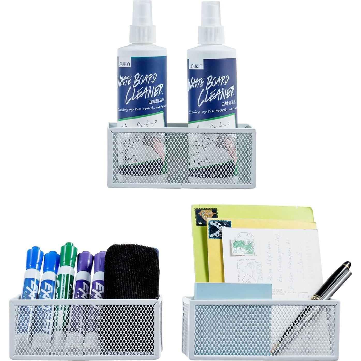 Cestas de Almacenamiento Magnéticas MyGift - Juego de 3 - Malla Blanca