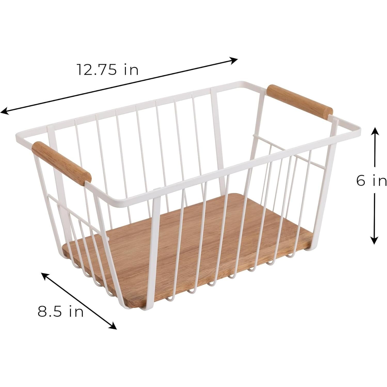 Cesta de Alambre y Madera Diseño Inteligente 32.4x21.6x15.2 cm