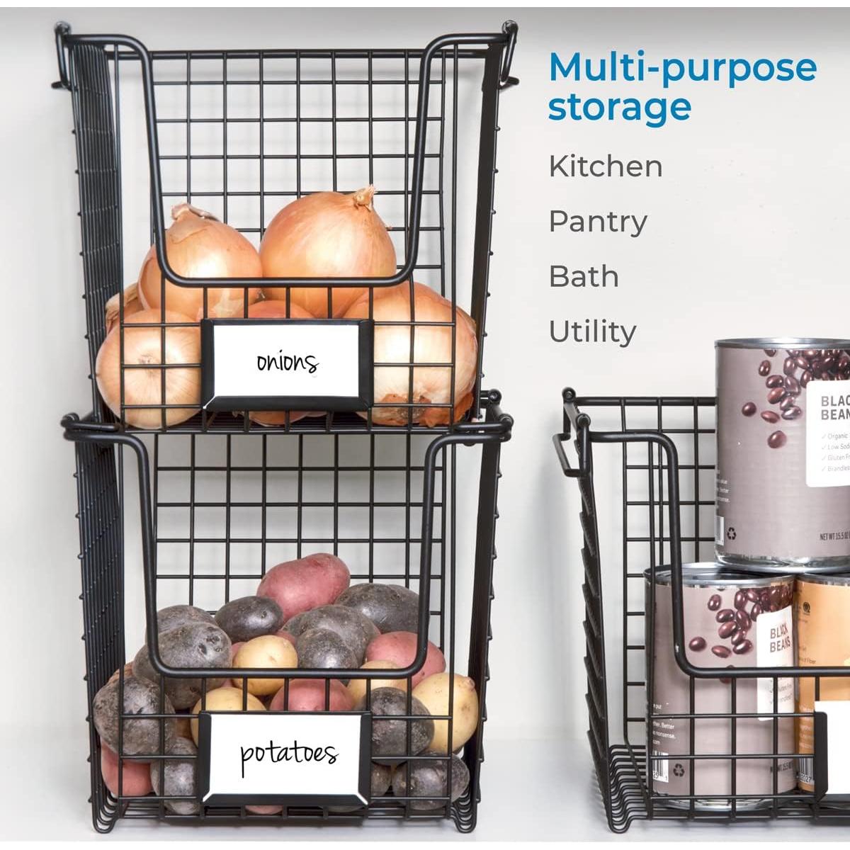 Cesta de Almacenamiento Mediana iDesign de Acero Negro