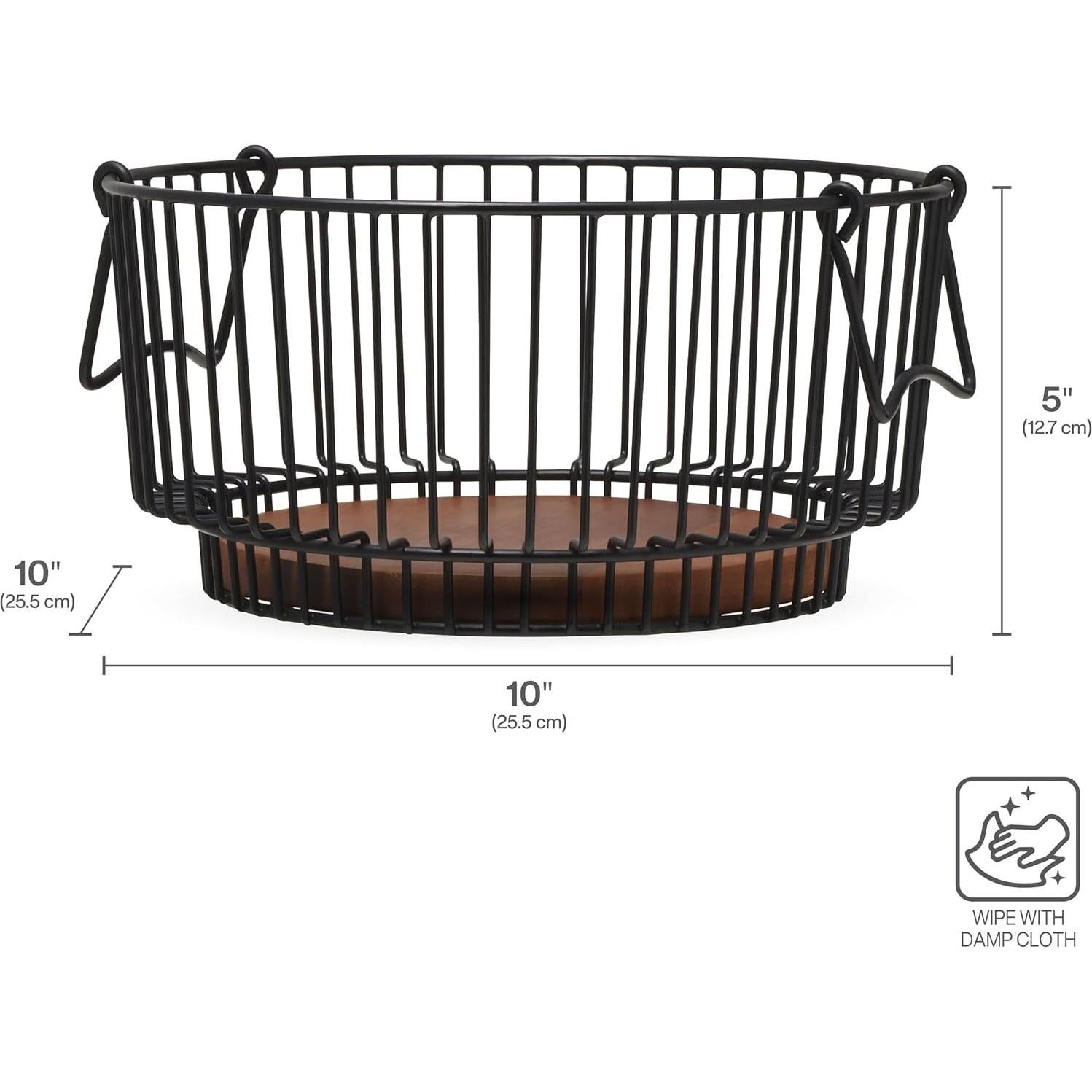 Cesta de Alambre Mikasa Centro Ashford con Base de Madera