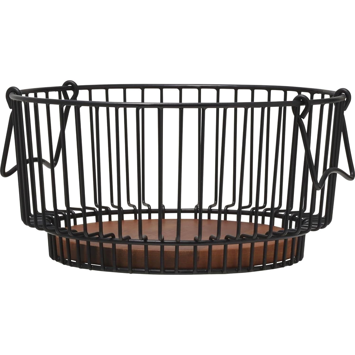 Cesta de Alambre Mikasa Centro Ashford con Base de Madera