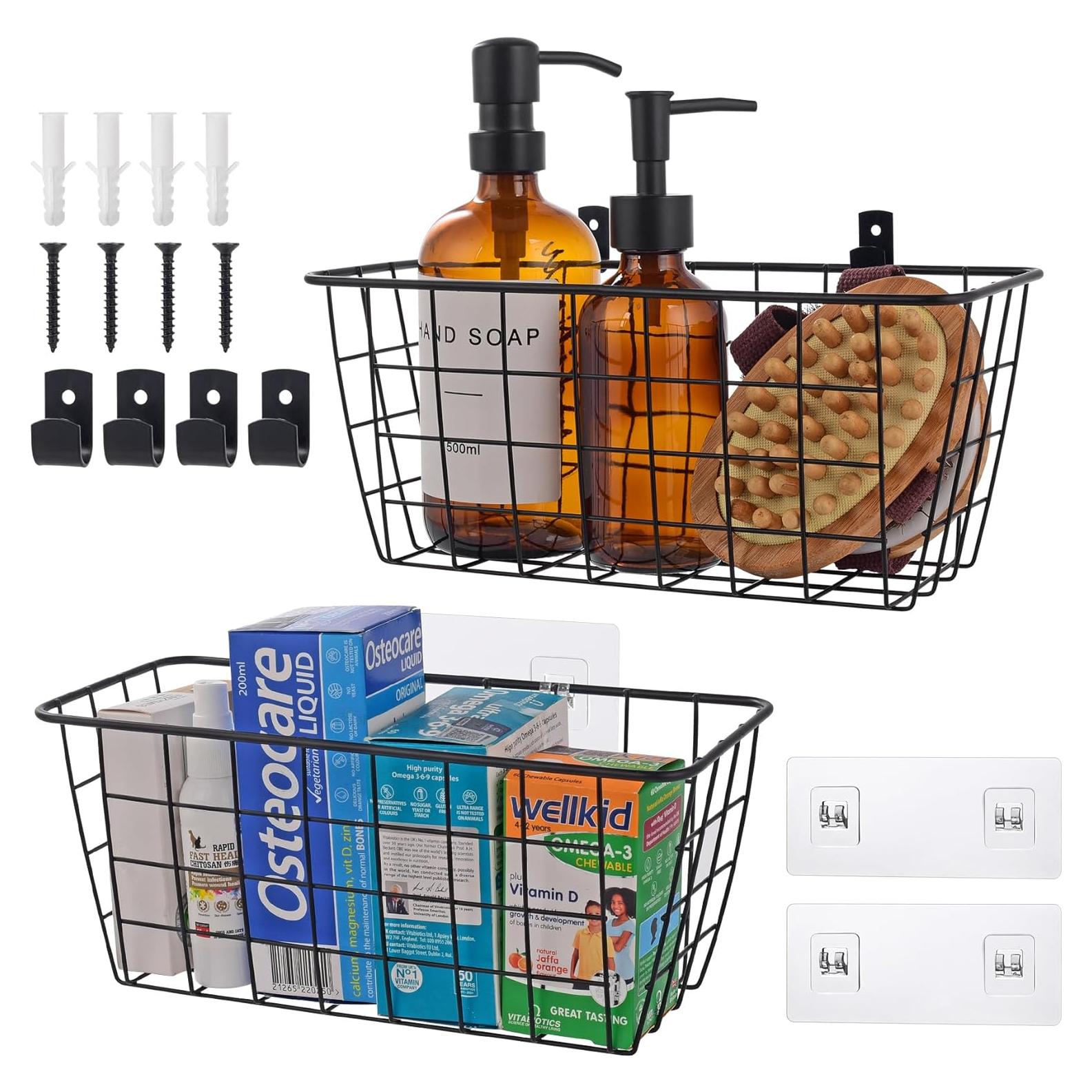 Cesta de Pared Colgante LIGHT DUST, Juego de 2 Negras, Organizador