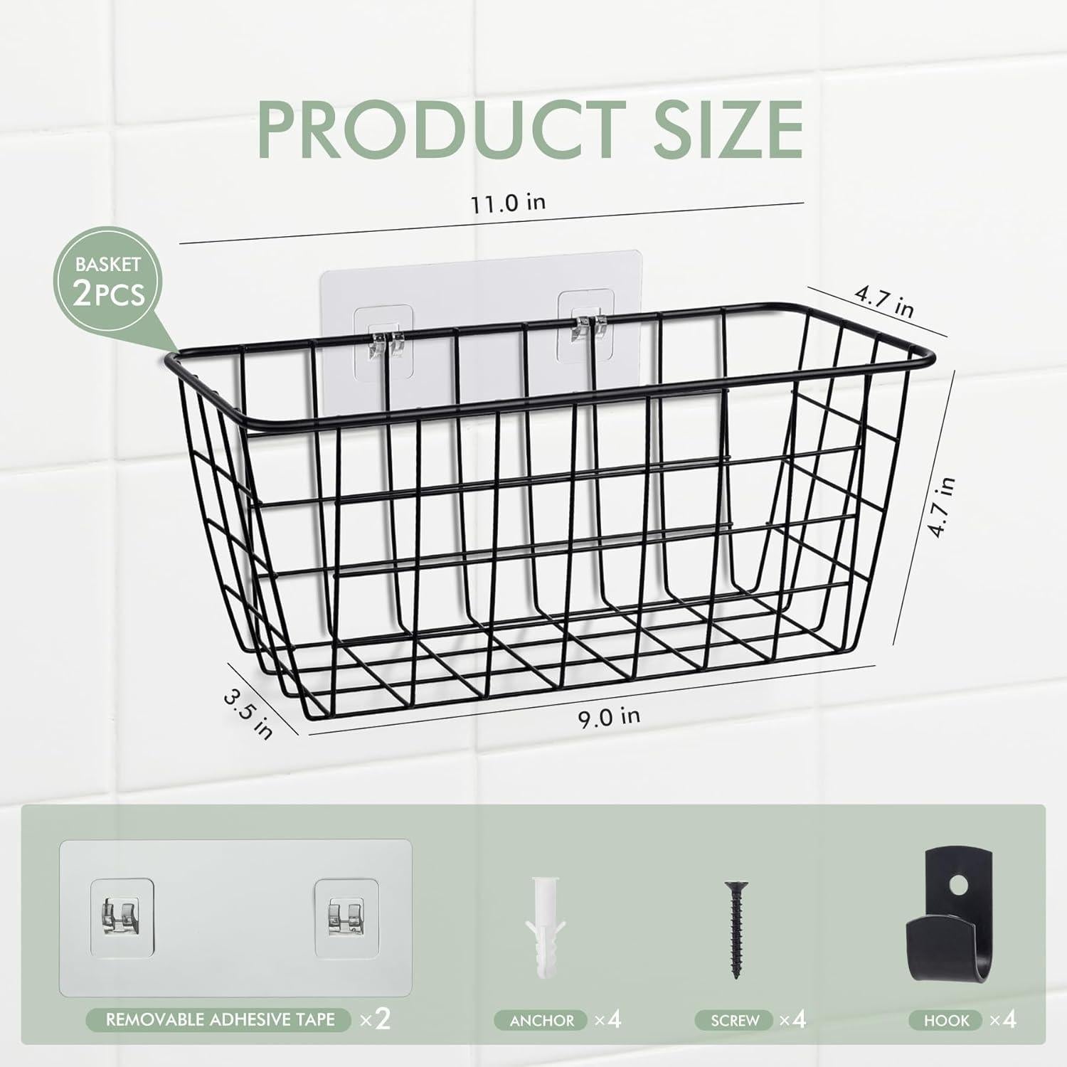 Cesta de Pared Colgante LIGHT DUST, Juego de 2 Negras, Organizador