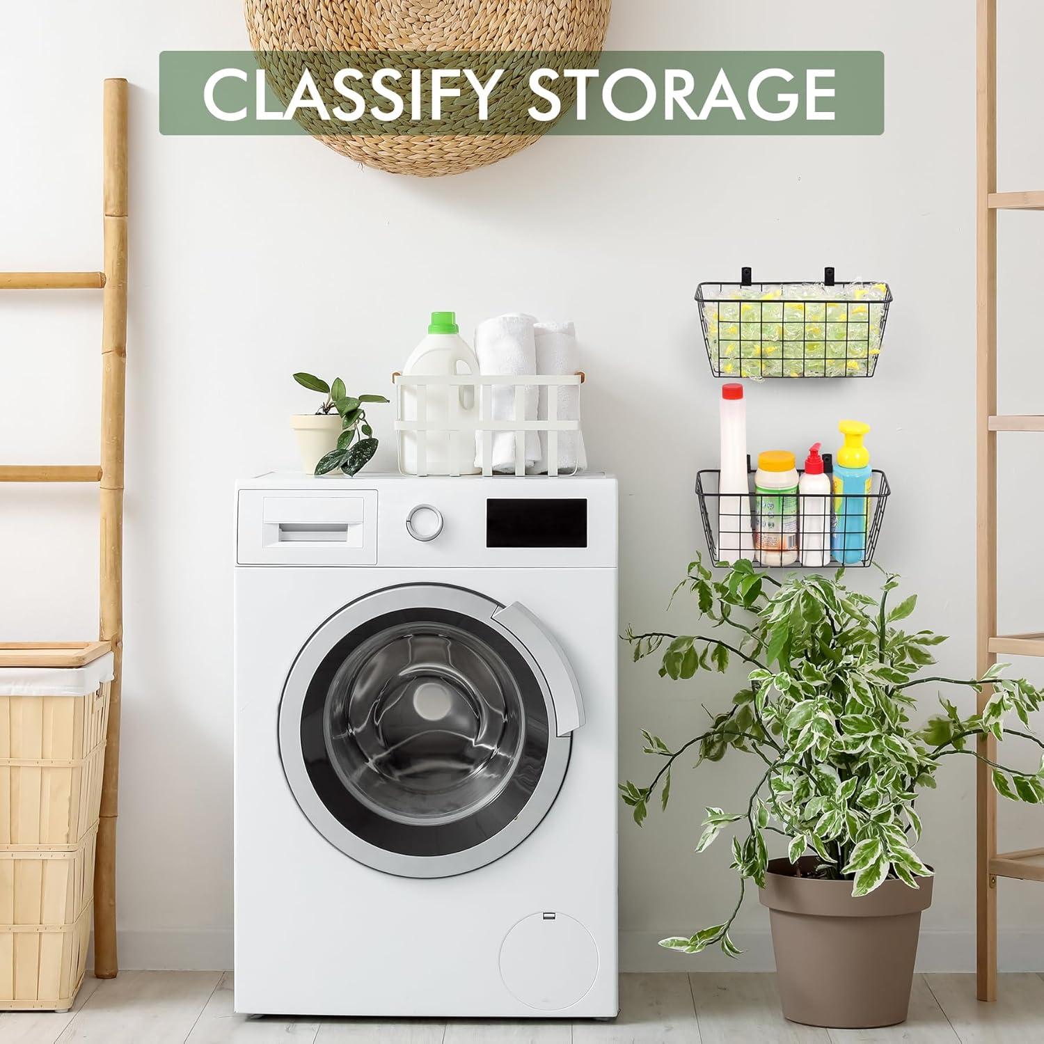 Cesta de Pared Colgante LIGHT DUST, Juego de 2 Negras, Organizador