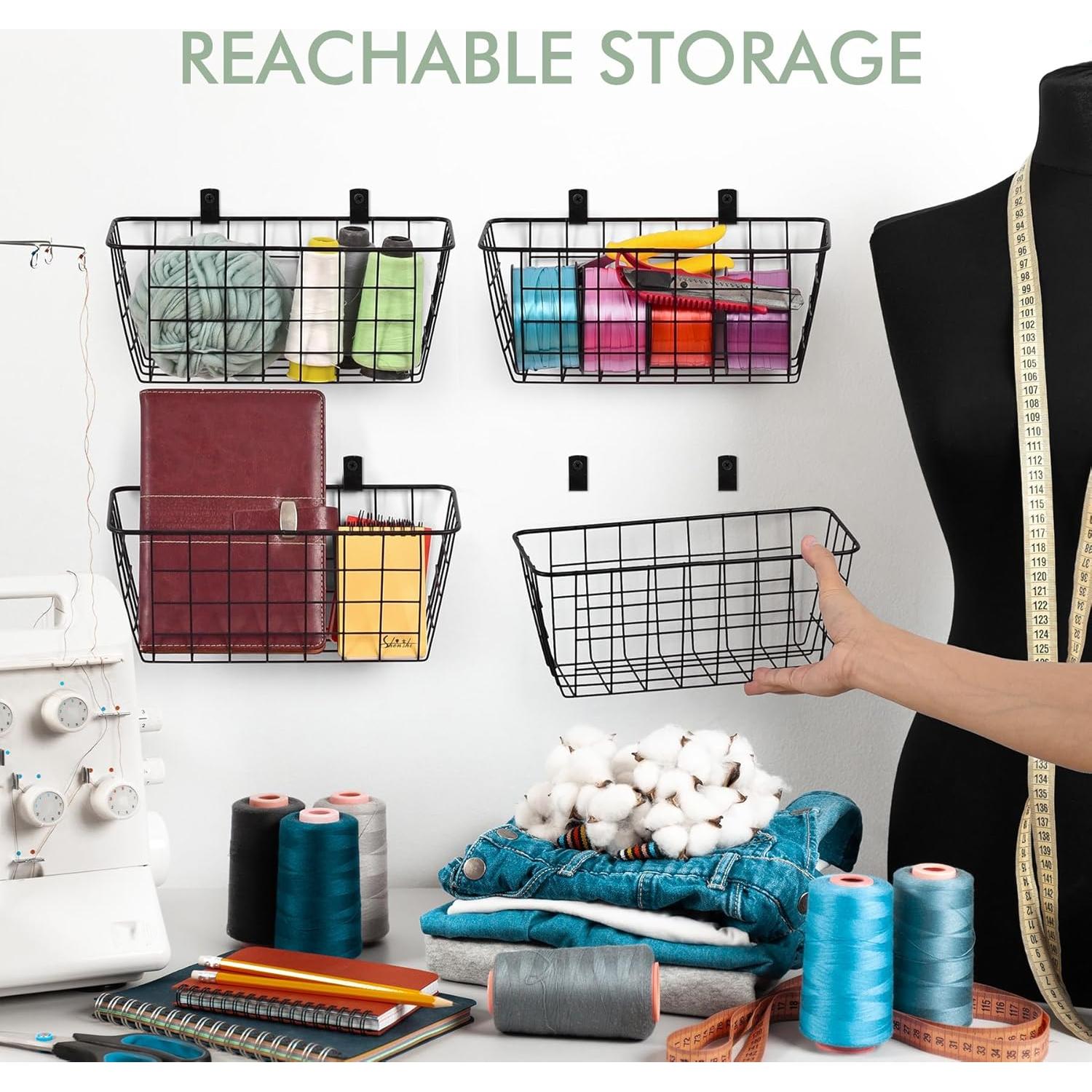 Cesta de Pared Colgante LIGHT DUST, Juego de 2 Negras, Organizador