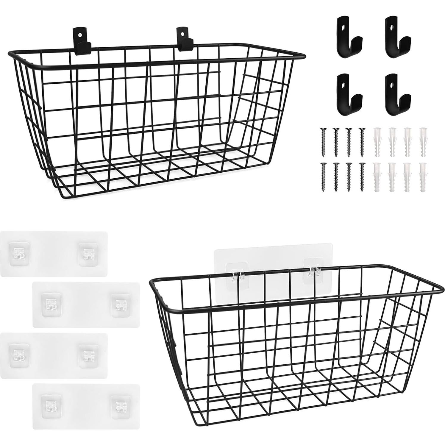 Cesta de Pared Colgante LIGHT DUST, Juego de 2 Negras, Organizador