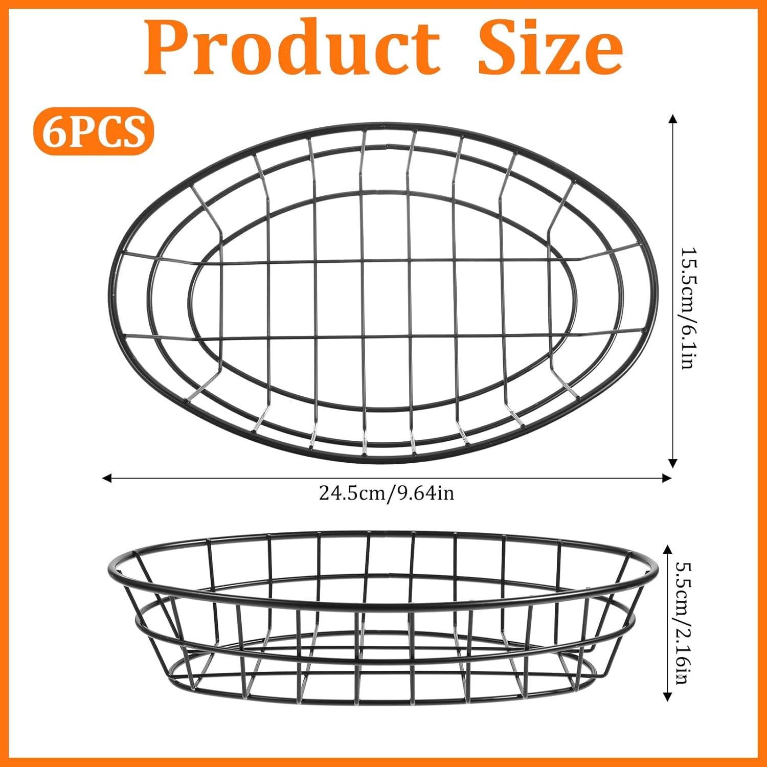 6 Cestas de Pan de Alambre Negro Vin Beauty 24.5x15.5 cm