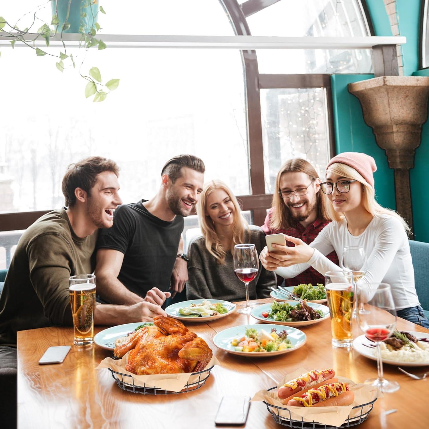 6 Cestas de Pan de Alambre Negro Vin Beauty 24.5x15.5 cm