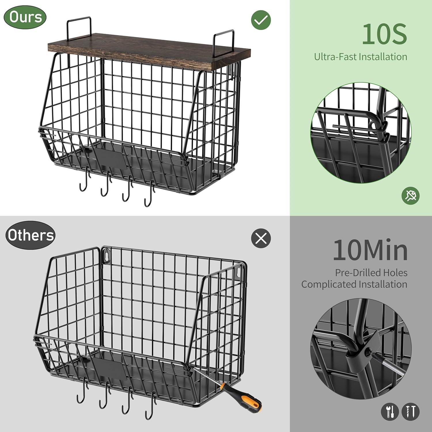 Cestas de Frutas Colgantes Segtenant - 2 Piezas Apilables