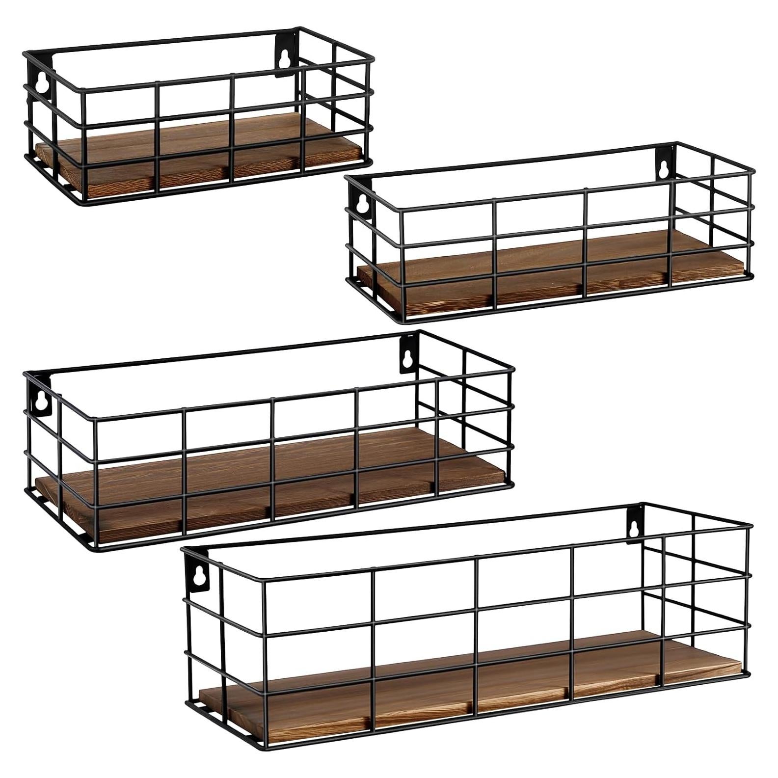 4 Estantes Flotantes Yihurlm de Madera y Metal 40x14cm