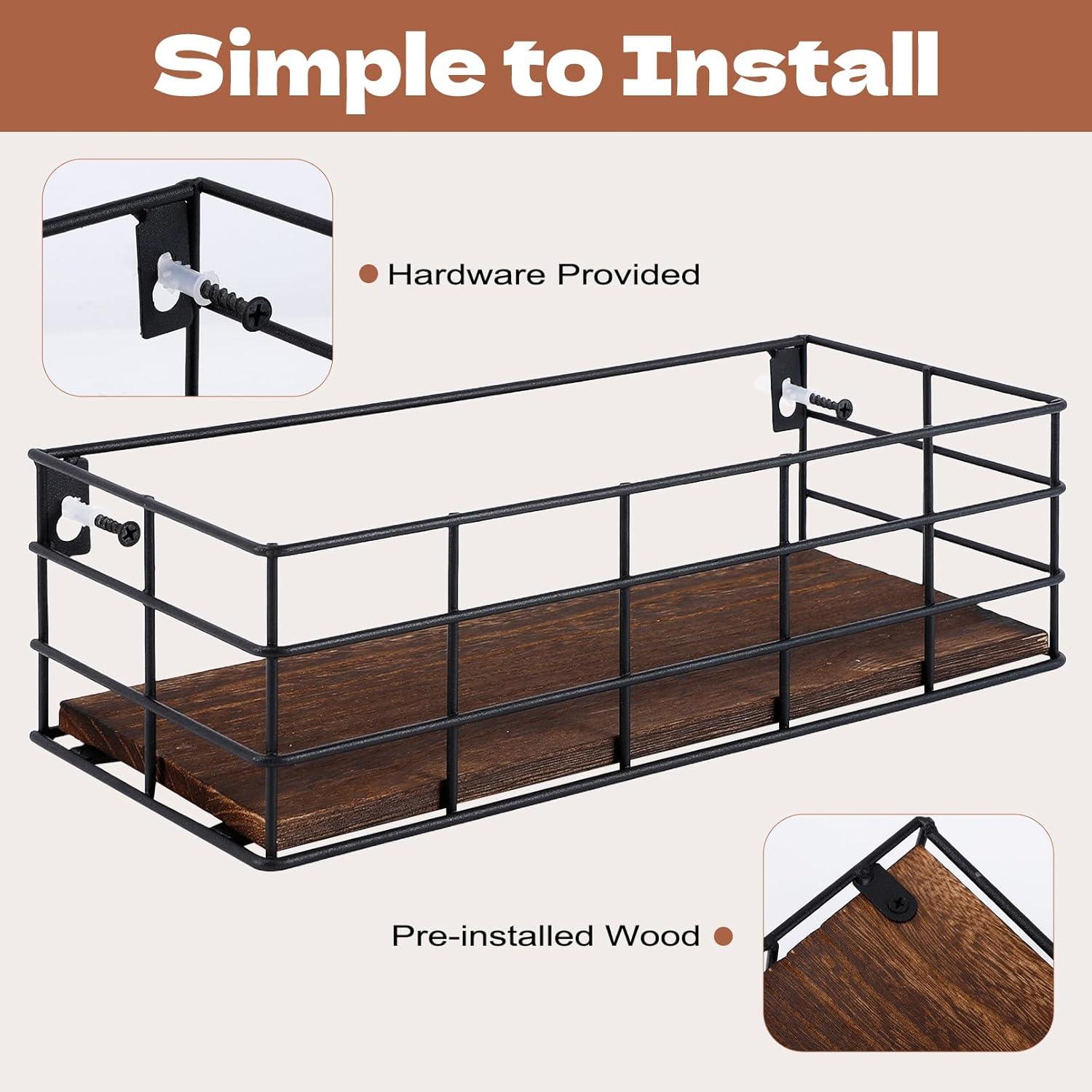 4 Estantes Flotantes Yihurlm de Madera y Metal 40x14cm