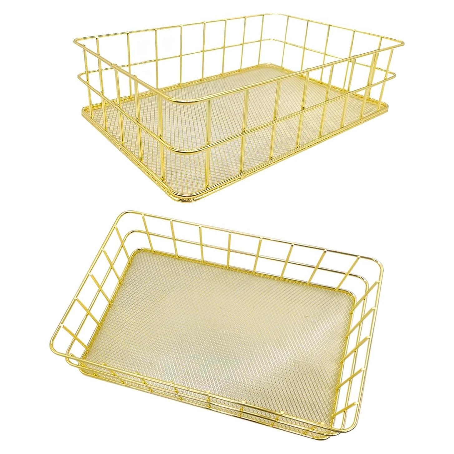 Cesta de Almacenamiento Dorada WWEsemeren 2 Pcs 24.5x16.5x7cm