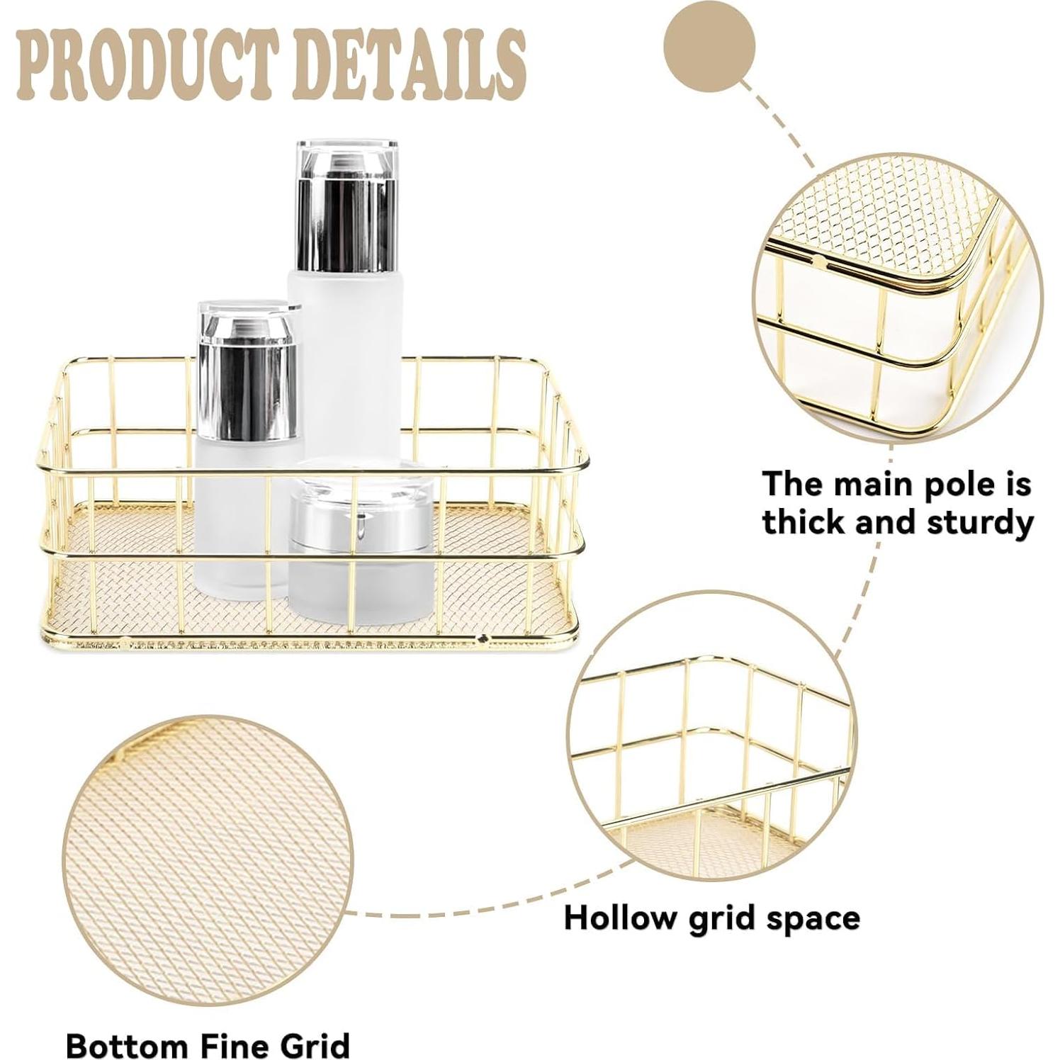 Cesta de Almacenamiento Dorada WWEsemeren 2 Pcs 24.5x16.5x7cm
