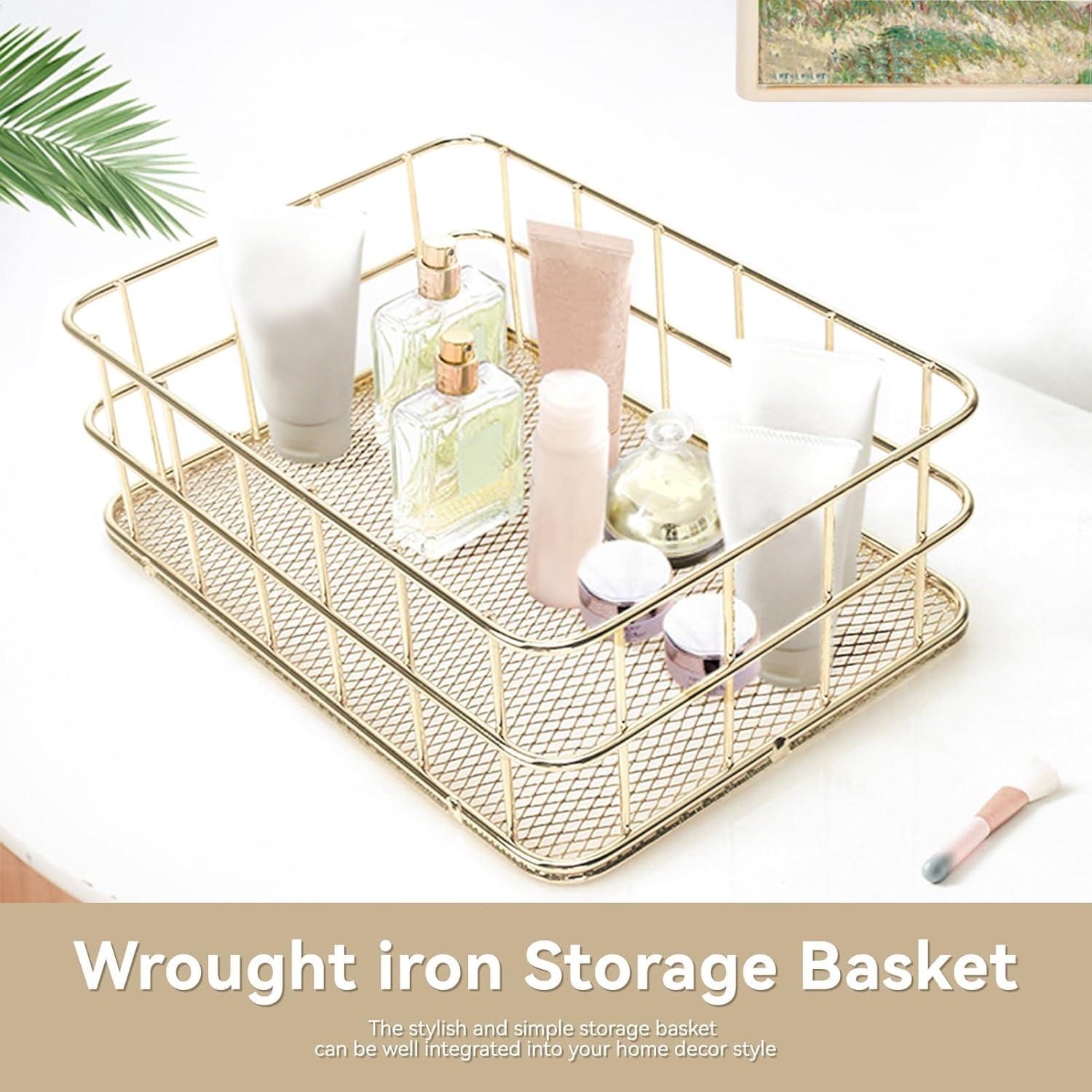 Cesta de Almacenamiento Dorada WWEsemeren 2 Pcs 24.5x16.5x7cm