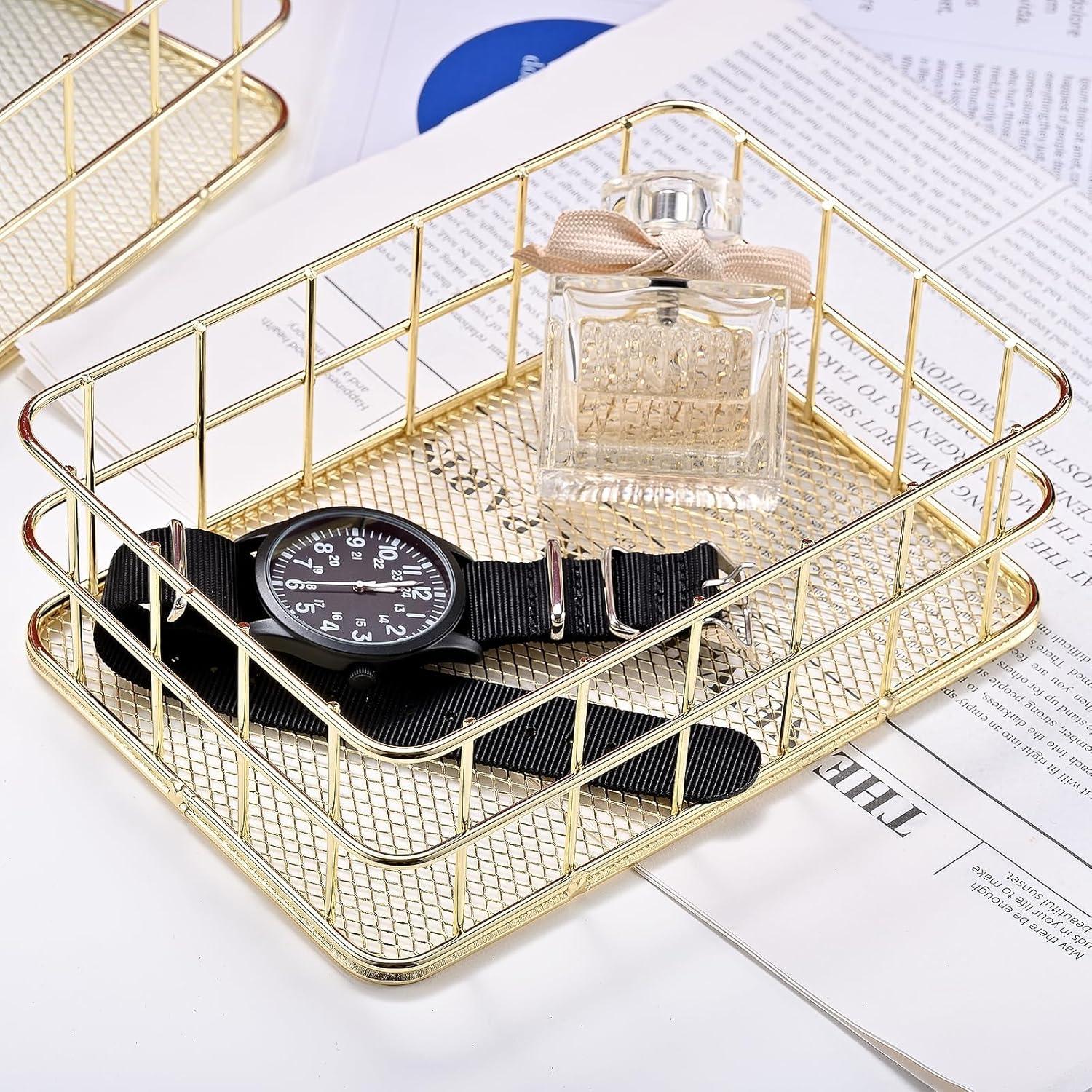 Cesta de Almacenamiento Dorada WWEsemeren 2 Pcs 24.5x16.5x7cm