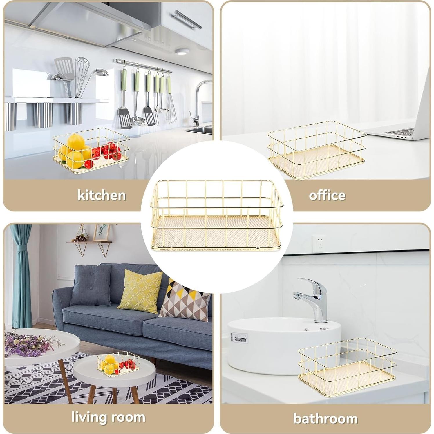 Cesta de Almacenamiento Dorada WWEsemeren 2 Pcs 24.5x16.5x7cm