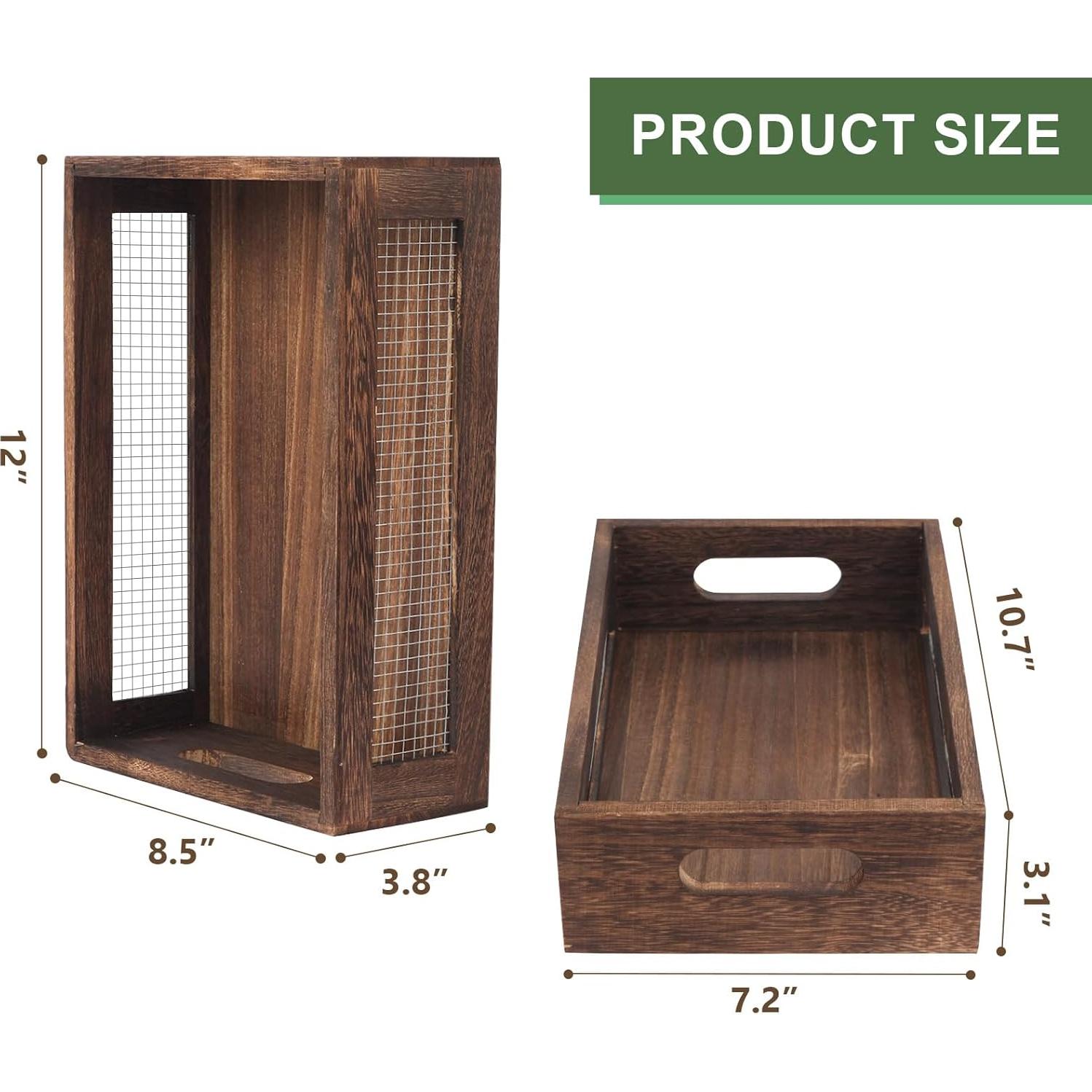 Cestas de Almacenamiento de Madera Rústica JNWLDZMY, Juego de 2