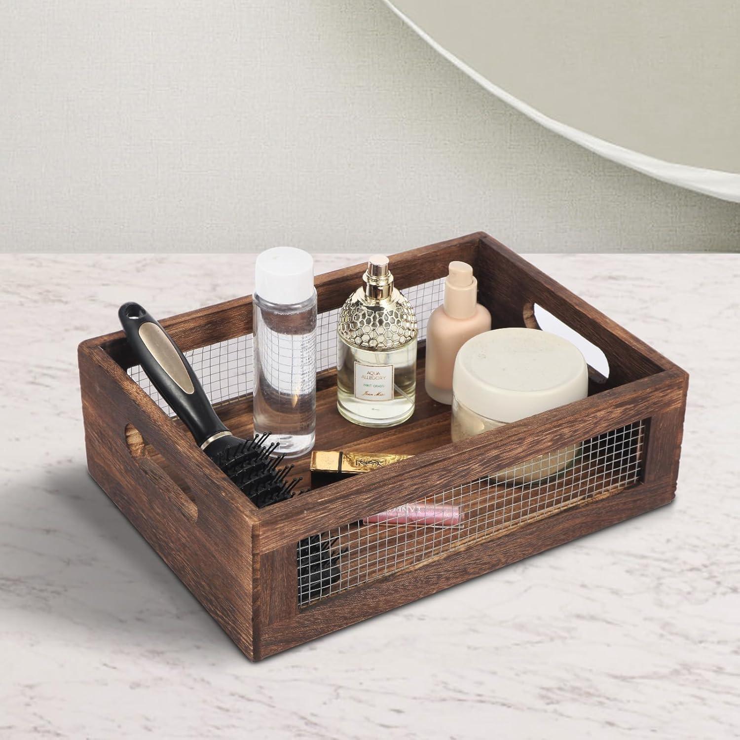 Cestas de Almacenamiento de Madera Rústica JNWLDZMY, Juego de 2