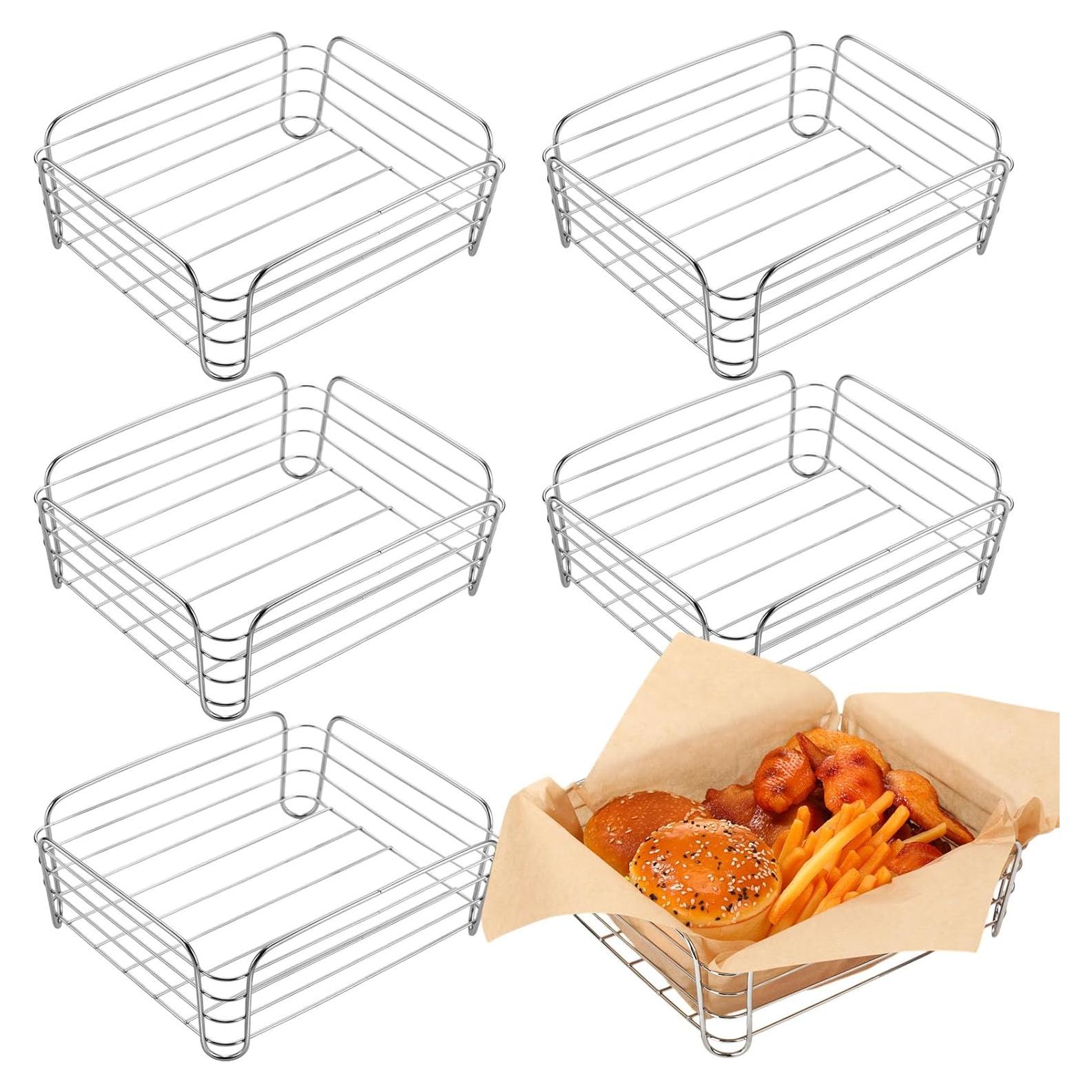 Juego de 6 Cestas de Alambre Cromadas Blulu 24.9x21.6x9.4 cm