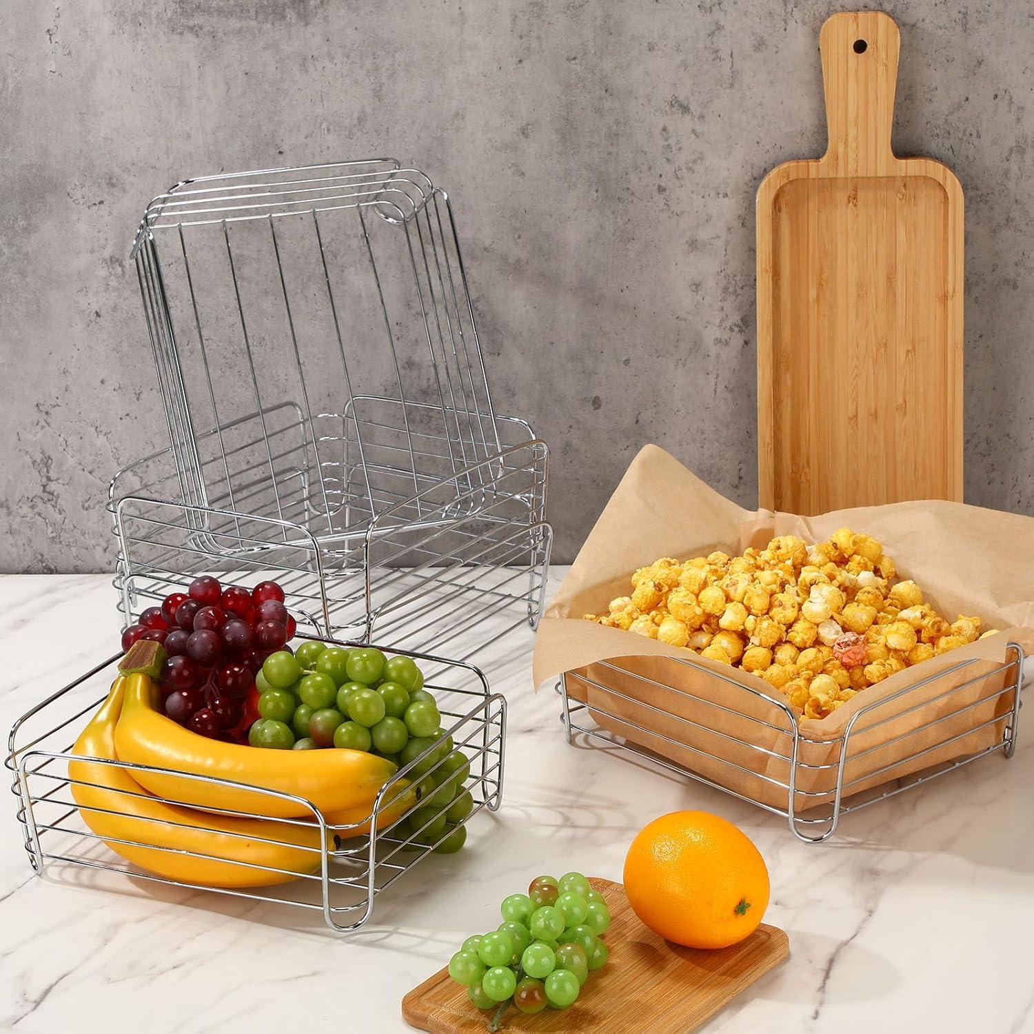 Juego de 6 Cestas de Alambre Cromadas Blulu 24.9x21.6x9.4 cm