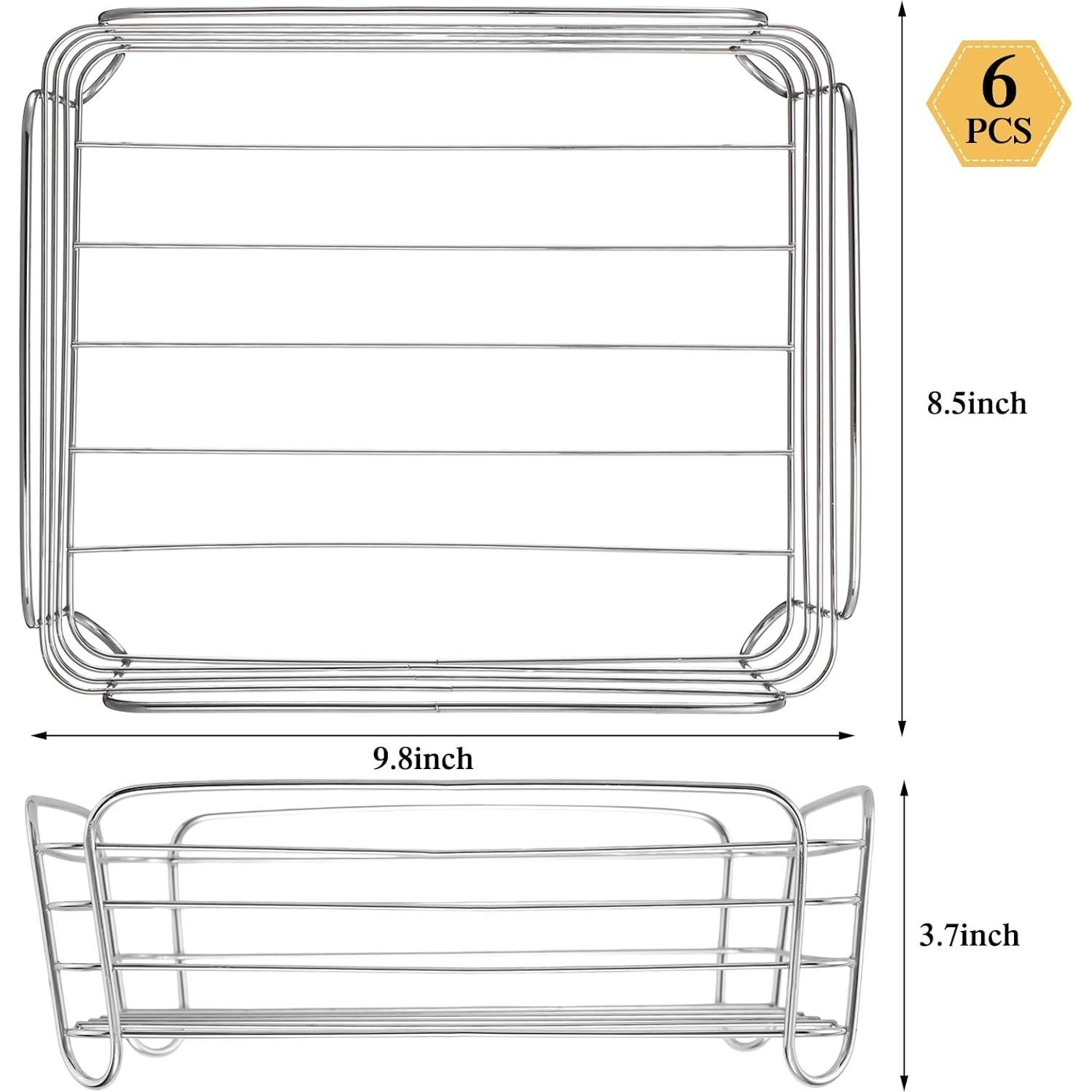 Juego de 6 Cestas de Alambre Cromadas Blulu 24.9x21.6x9.4 cm