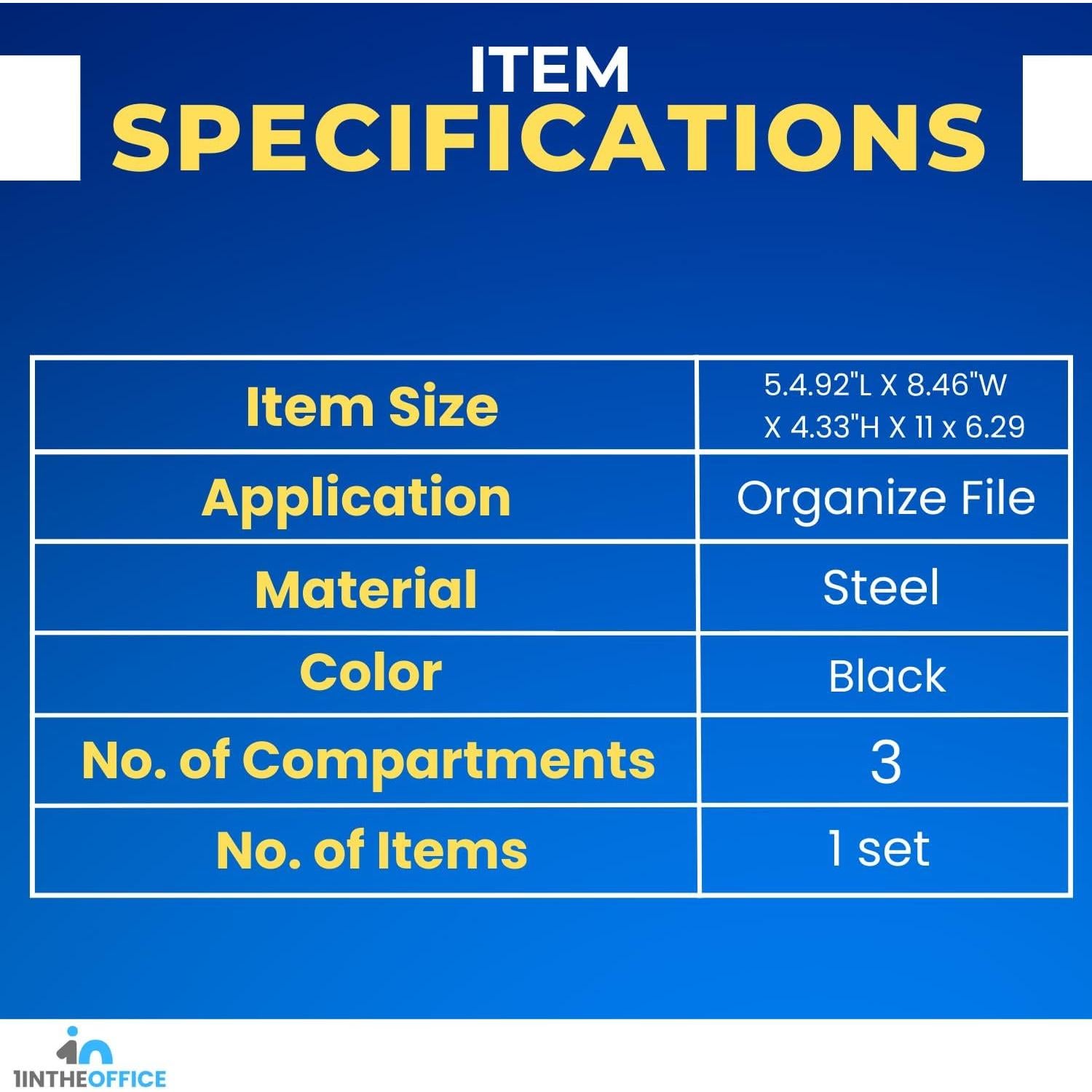 Organizador de Escritorio 1EnLaOficina Malla Negra 3 Compartimentos