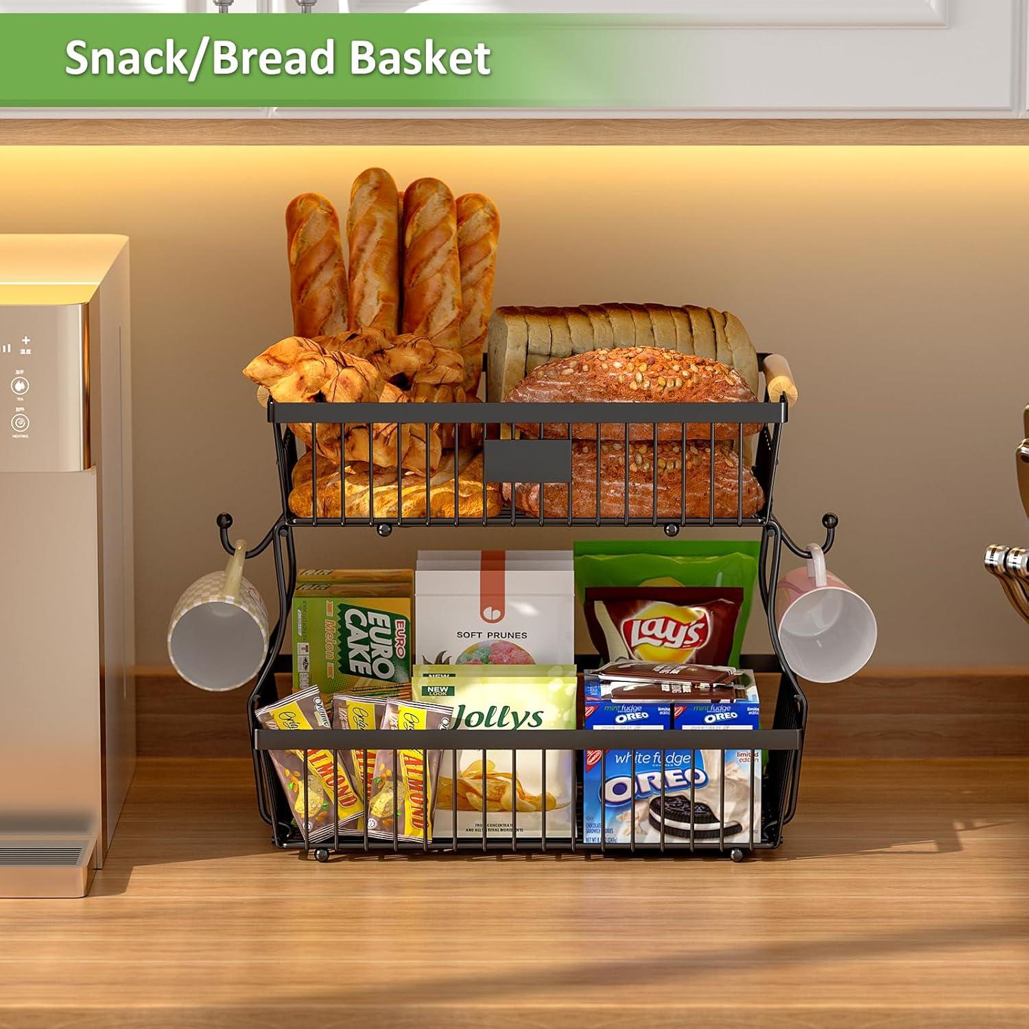 Cesta de Frutas 2 Niveles Astrorhine - Almacenamiento Negro