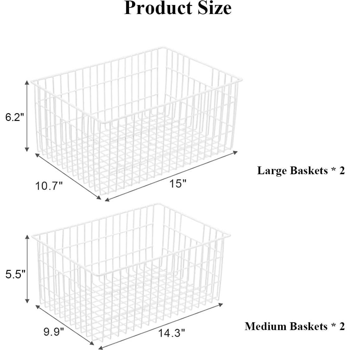 Cestas Organizadoras de Congelador Orgneas - 4 Piezas, 2 Grandes y 2 Medianas