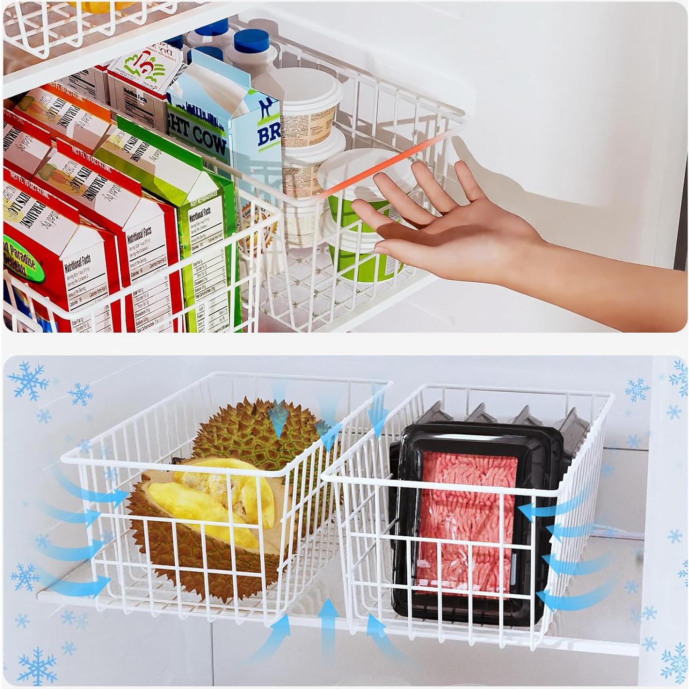 Cestas Organizadoras de Congelador Orgneas - 4 Piezas, 2 Grandes y 2 Medianas