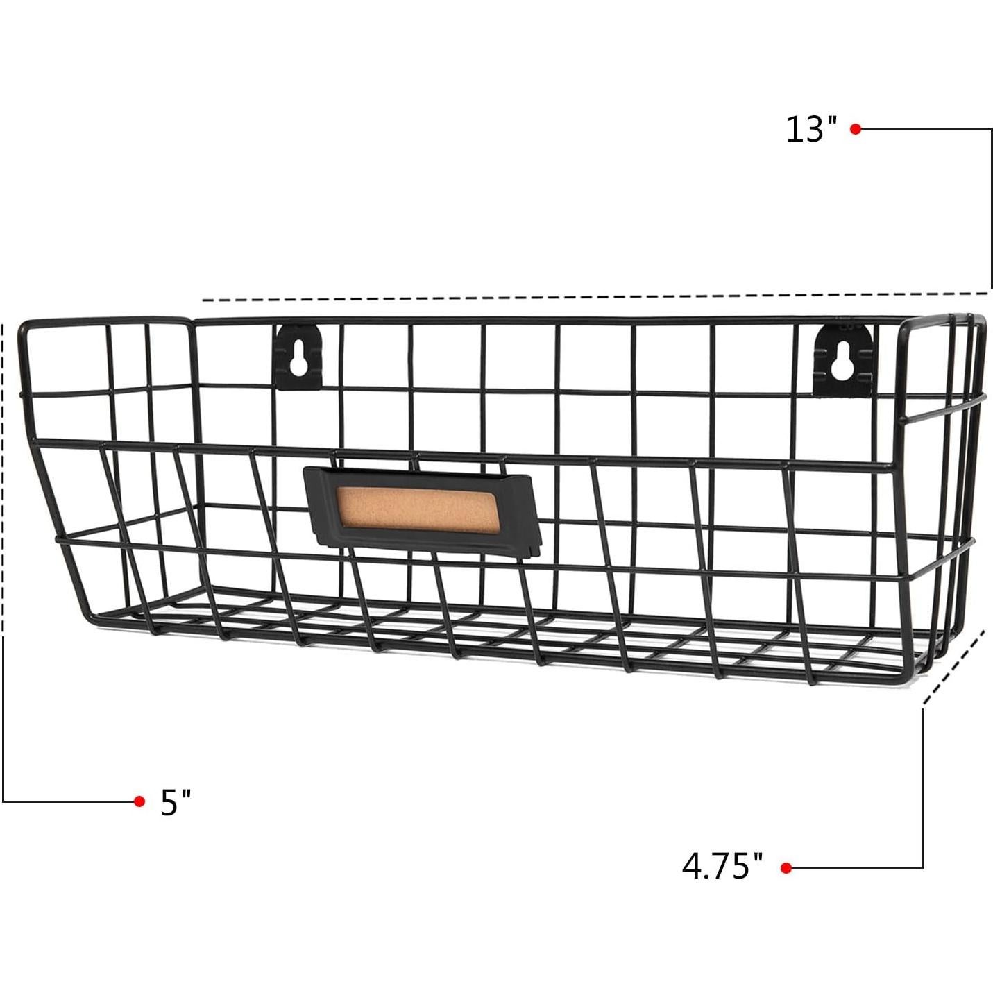Set de 3 Cestas de Alambre Montadas en Pared para Cocina