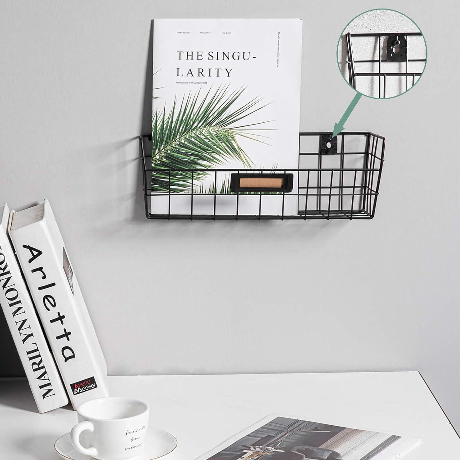 Set de 3 Cestas de Alambre Montadas en Pared para Cocina