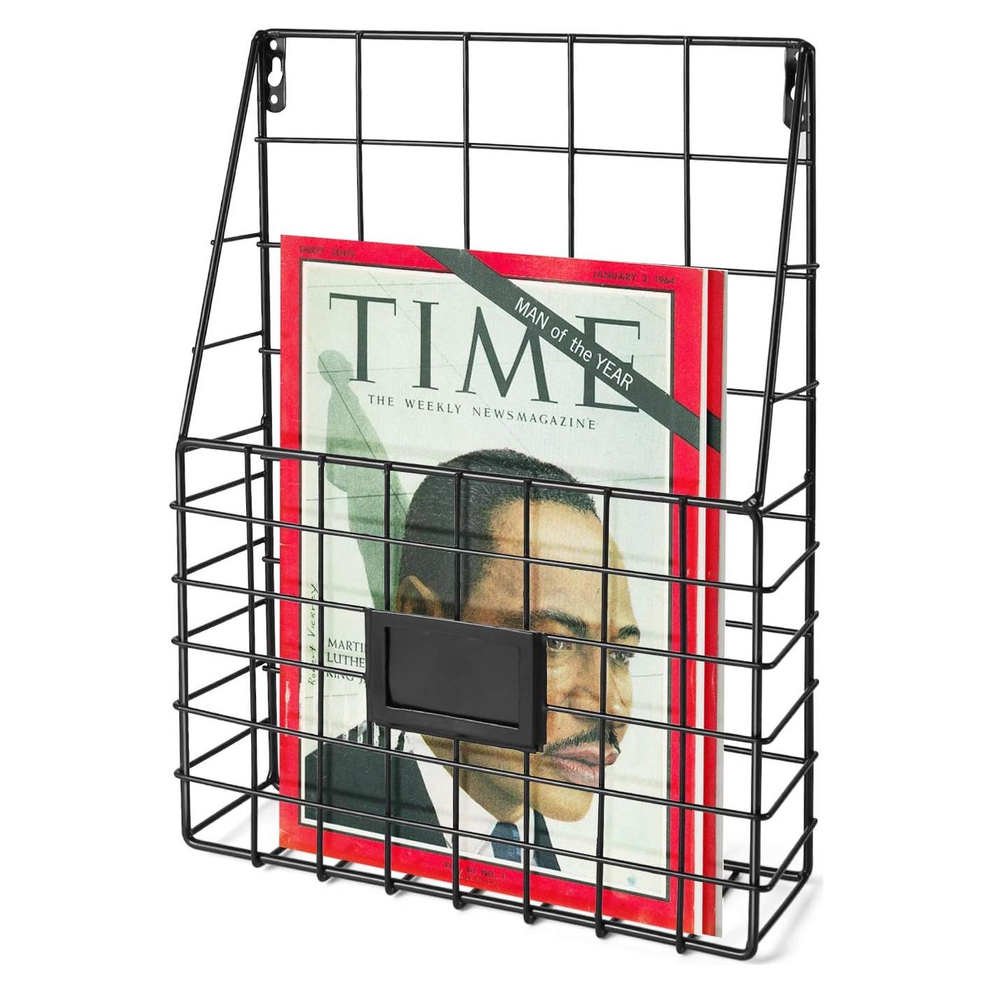 Organizador de Revistas Montado en la Pared Flexzion Negro 26.5x8.5x35.5cm